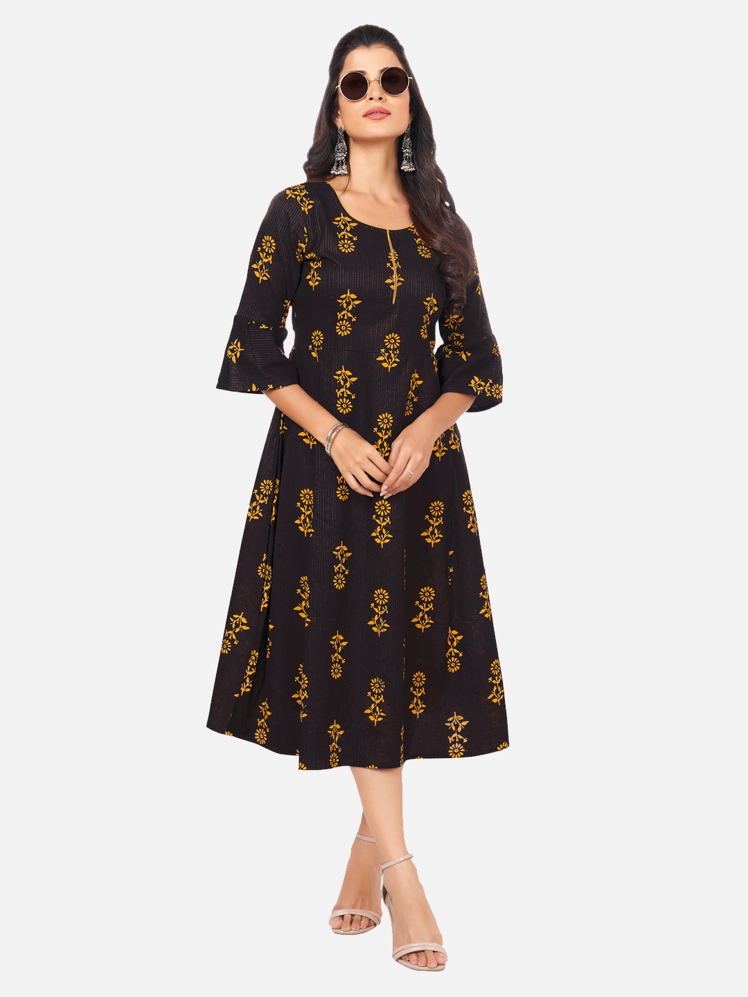 

SALWAR STUDIO Black Ethnic Motifs Midi Dress