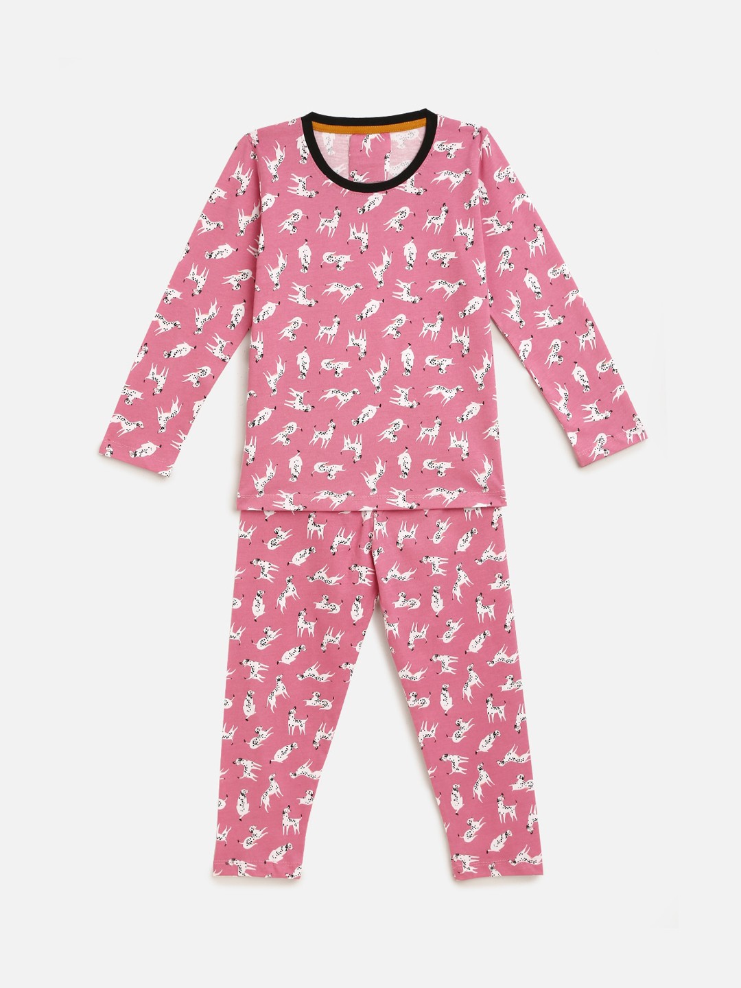 

HERE&NOW Girls Pink & White Printed Night suit