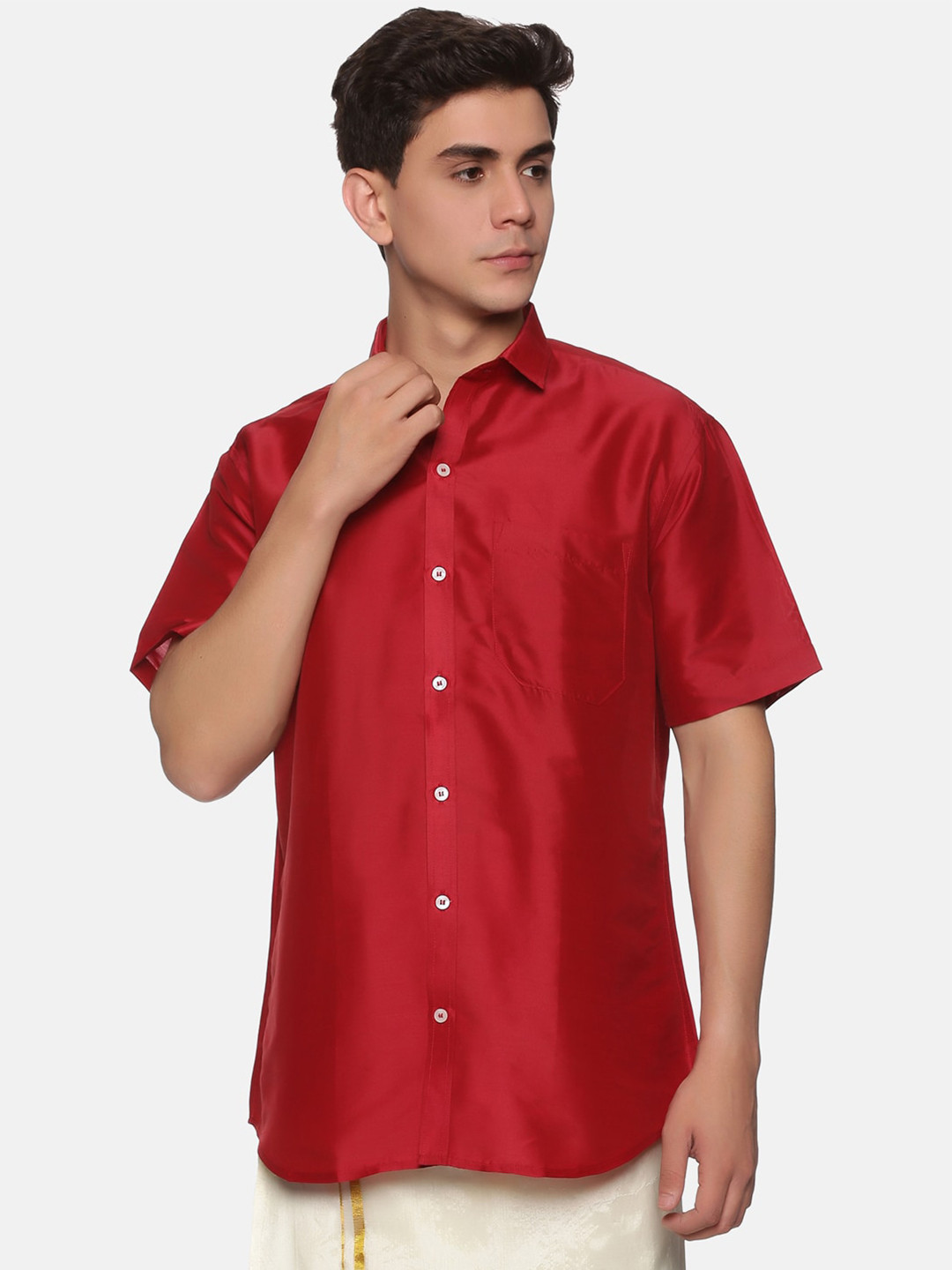 

Sethukrishna Men Maroon Silk Standard Casual Shirt