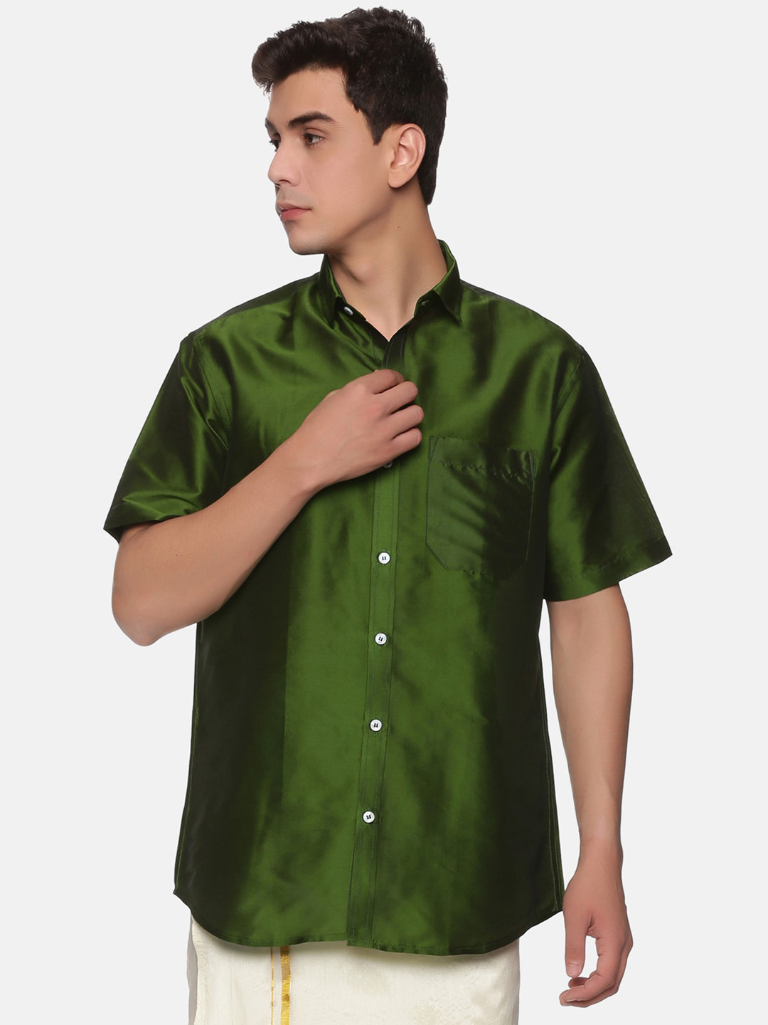 

Sethukrishna Men Olive Green Standard Casual Shirt