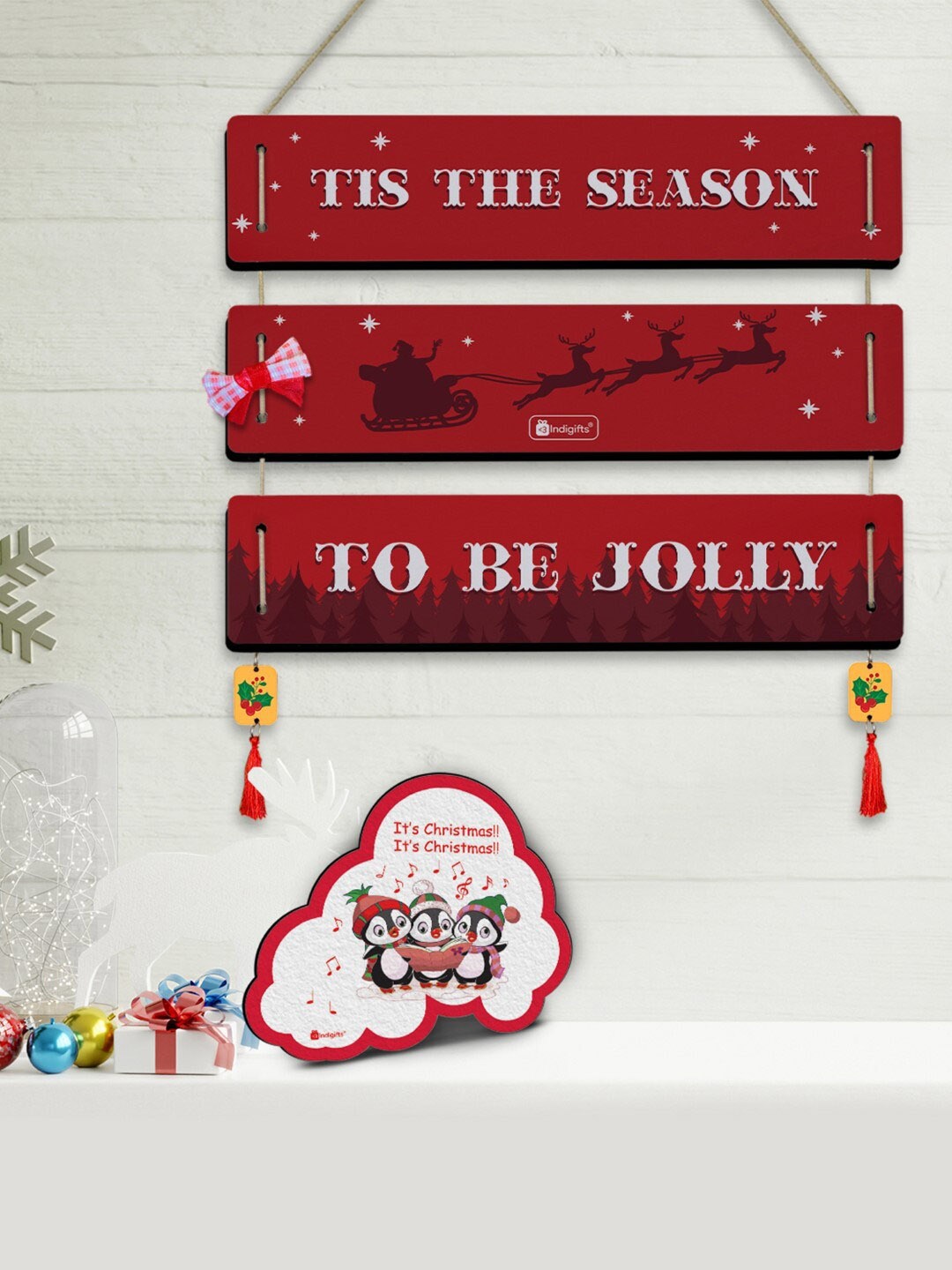 

Indigifts Red Quotes Printed Panel Wall Hanging & Fridge Magnet