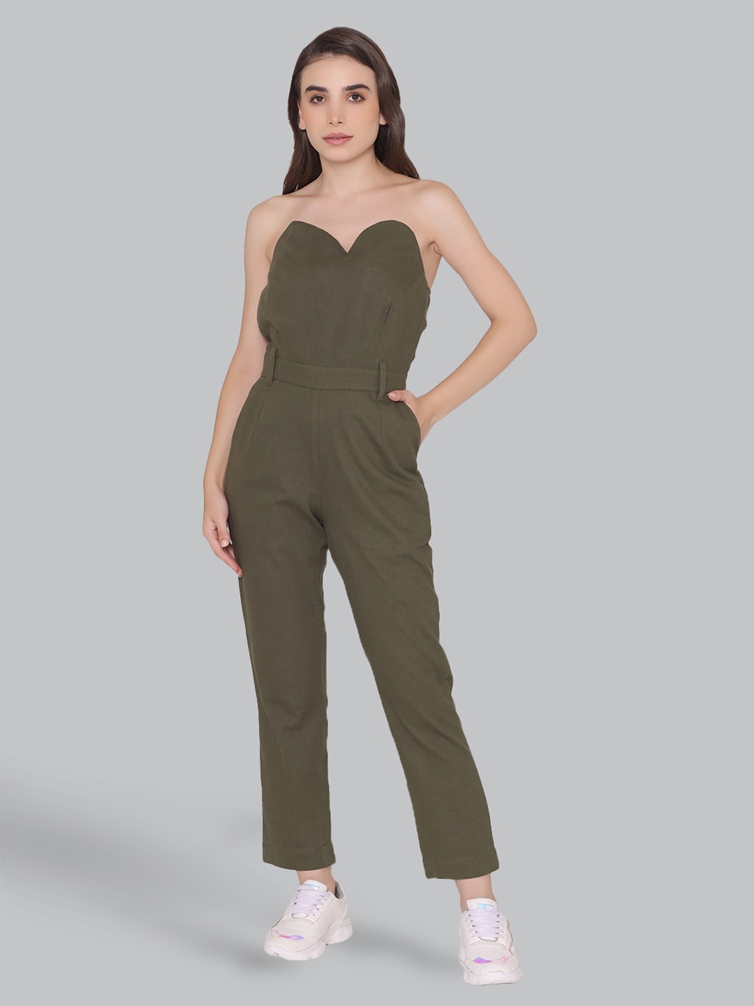 

CUFFS N LASHES Green Strapless Basic Jumpsuit