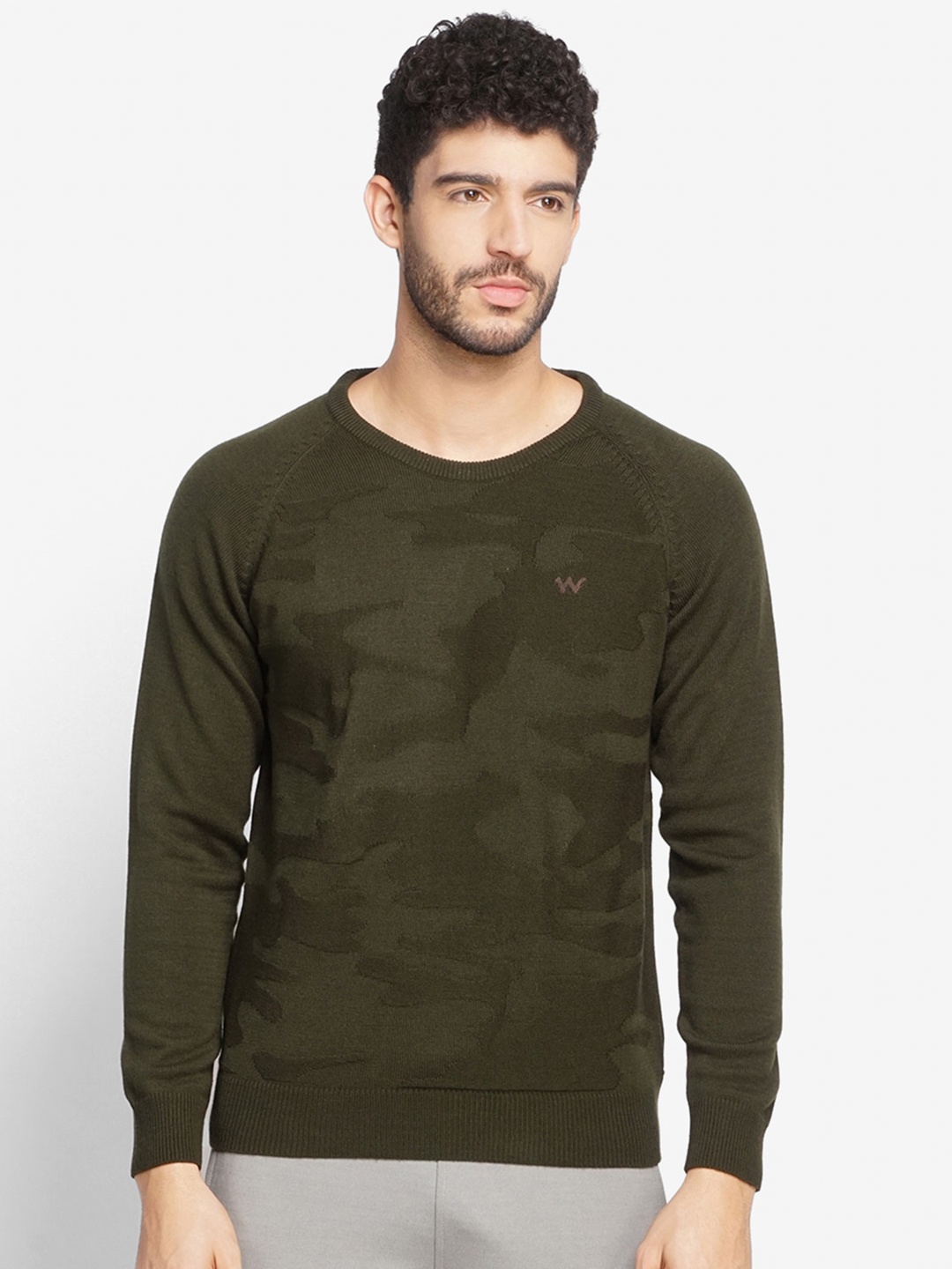 

Wildcraft Men Olive Green Printed Acrylic Pullover