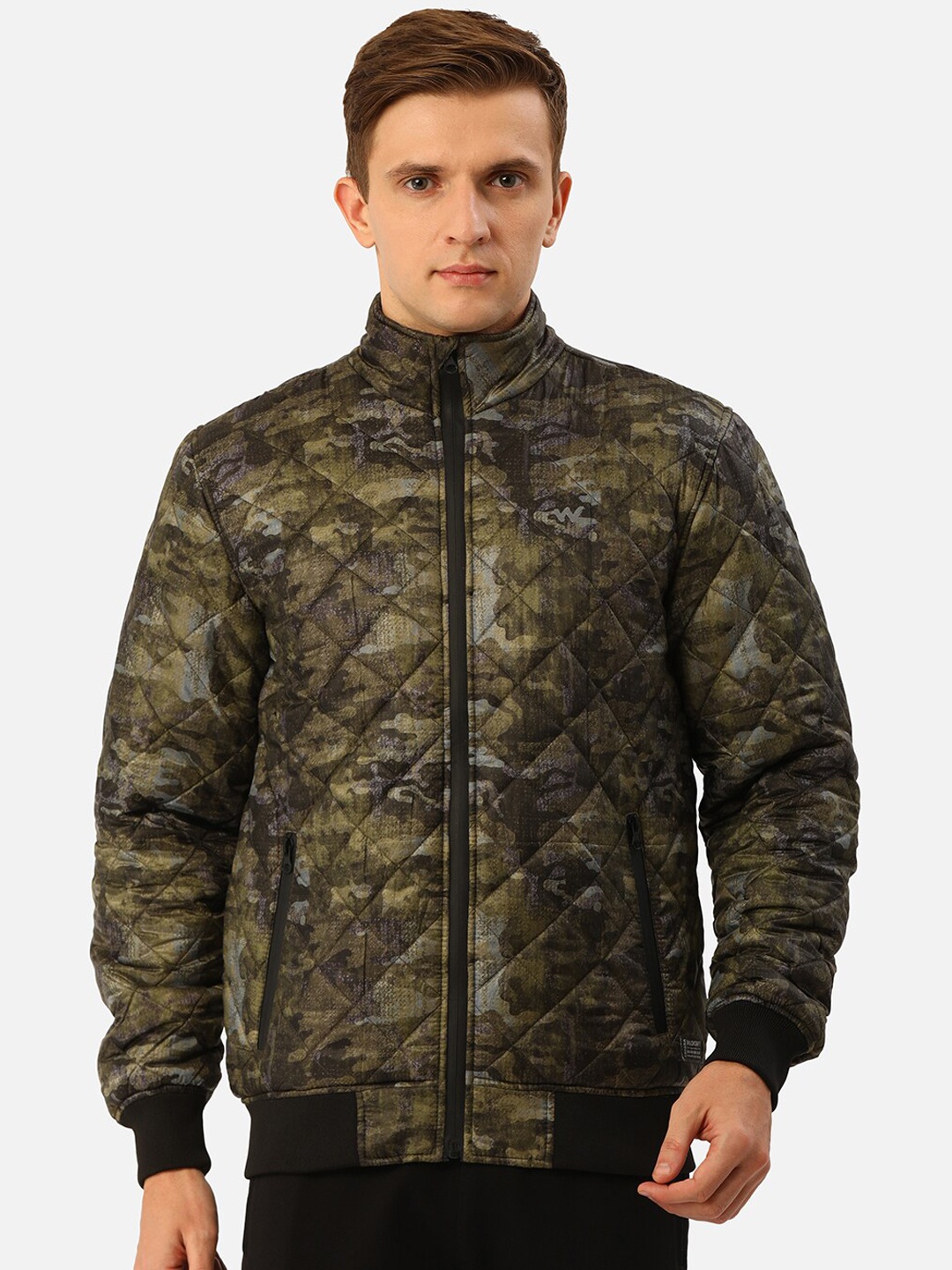 

Wildcraft Men Olive Green & Brown Camouflage Printed Insulator Quilted Jacket