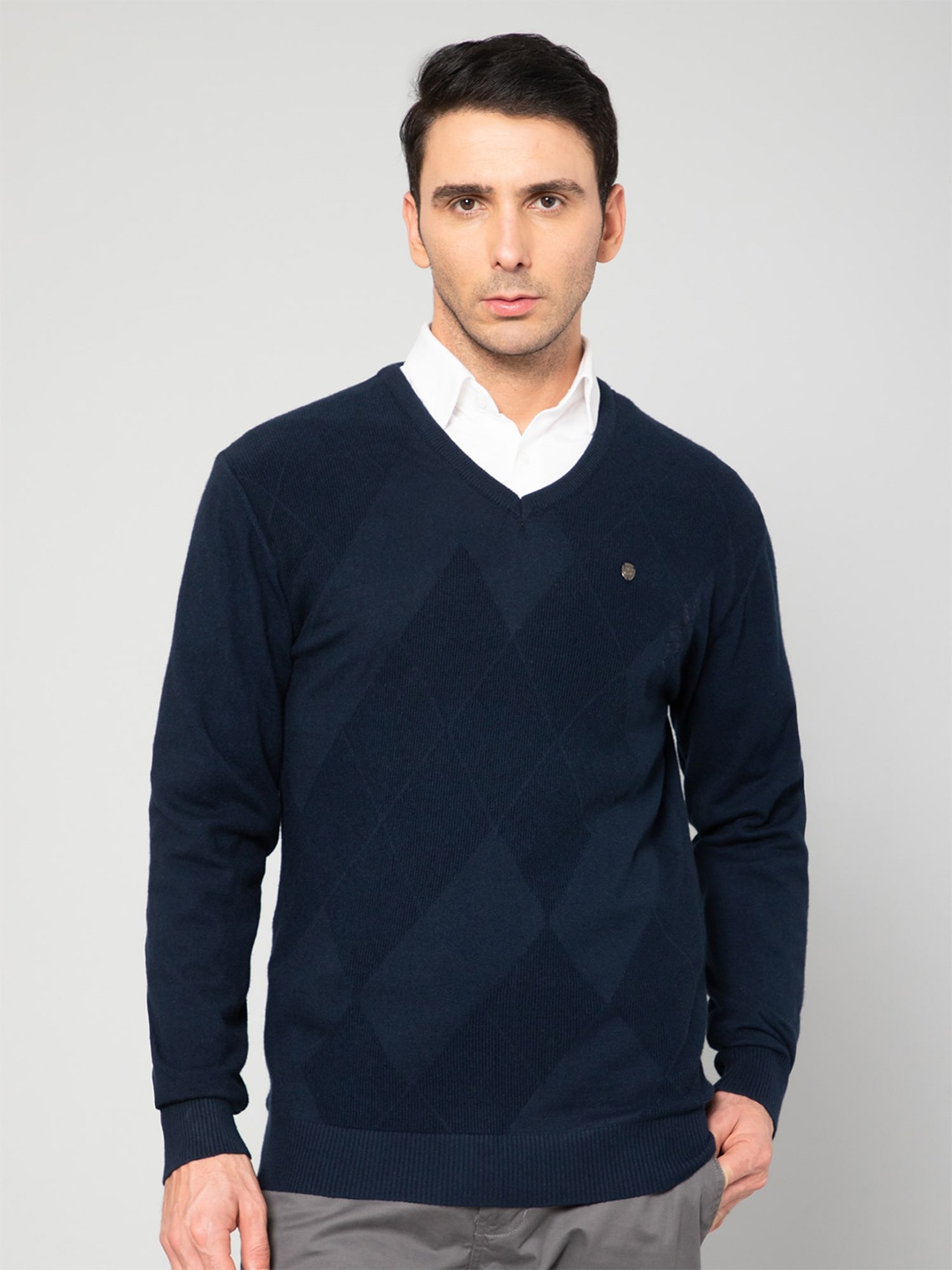 

Cantabil Men Navy Blue Wool Pullover