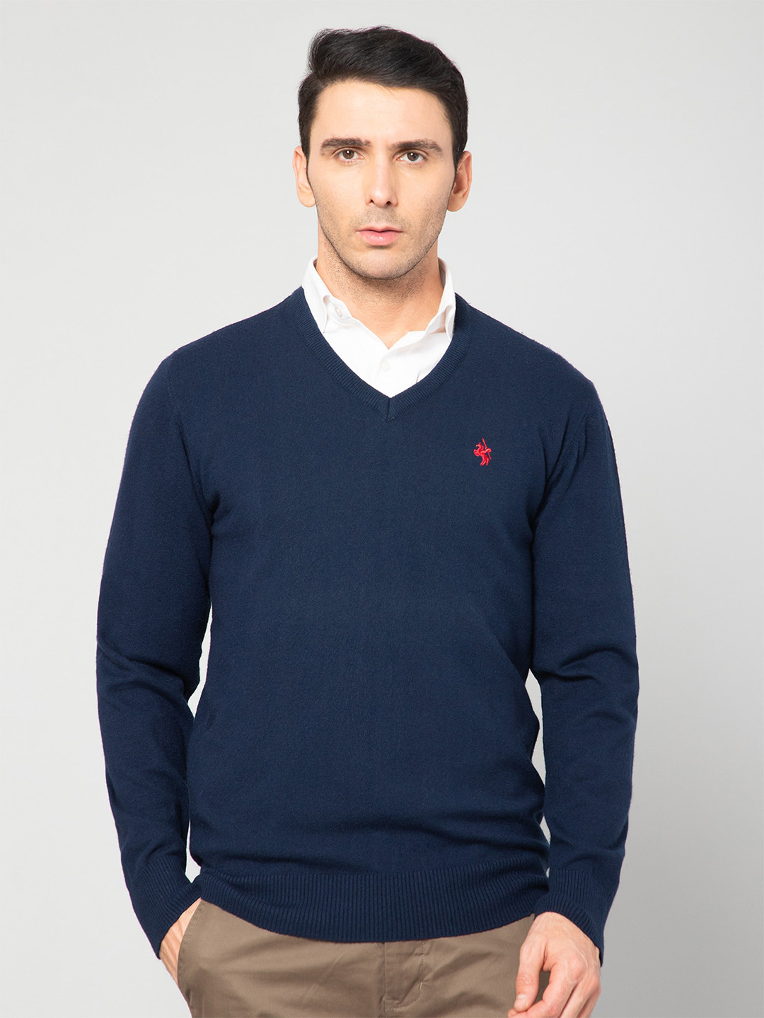 

Cantabil Men Navy Blue Wool Pullover