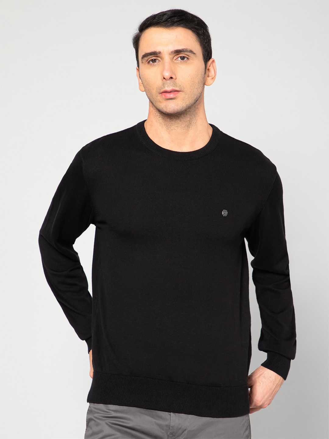 

Cantabil Men Black Cotton Pullover