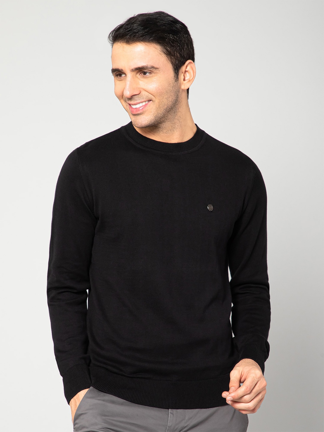 

Cantabil Men Black Cotton Pullover