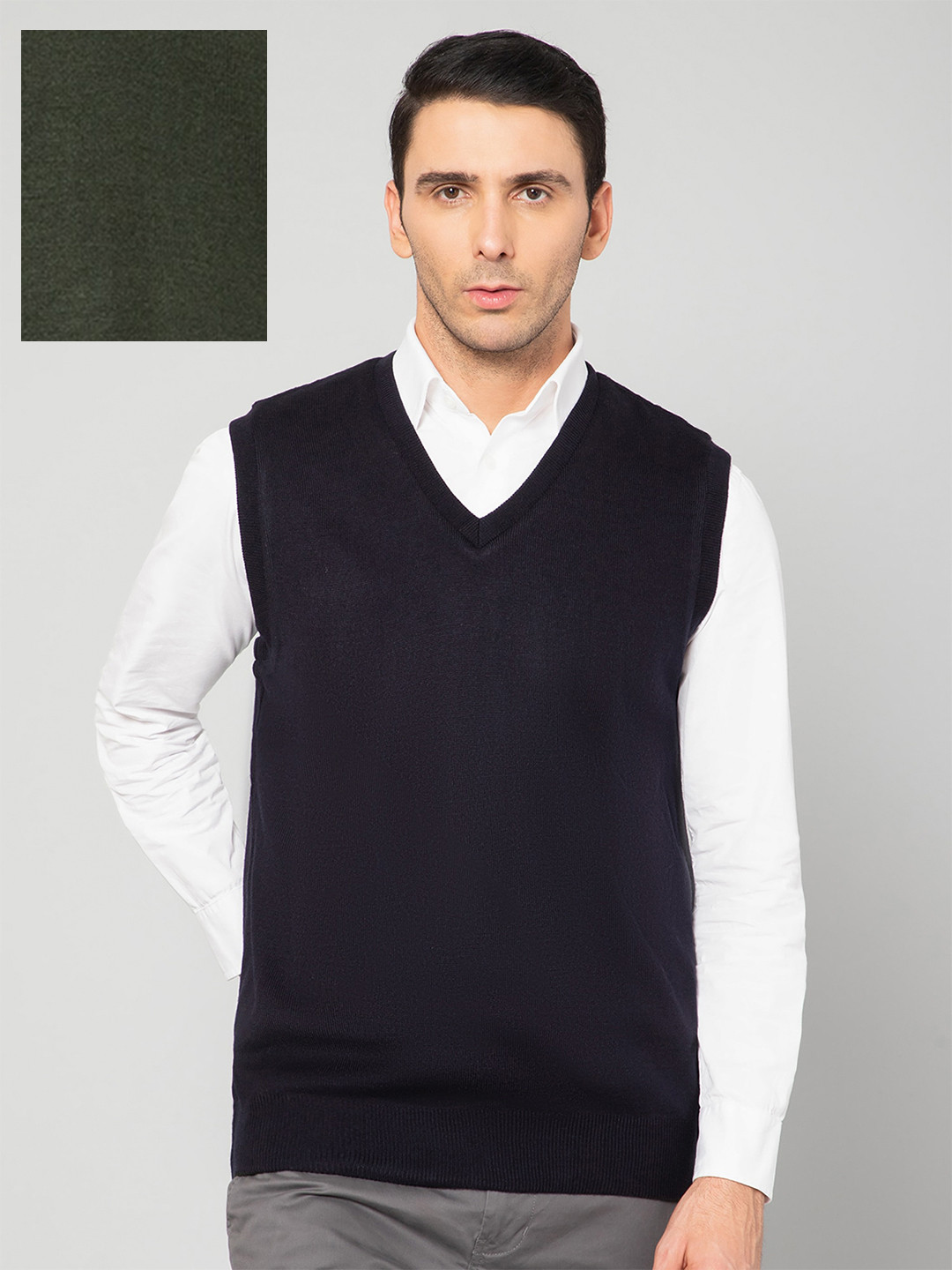 

Cantabil Men Navy Blue Sweater Vest
