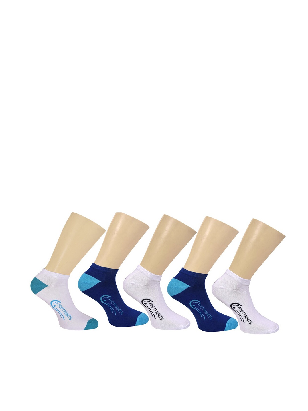 

FOOTPRINT 5 Pairs Unisex Organic Cotton Ankle Casual Bamboo Socks, Blue