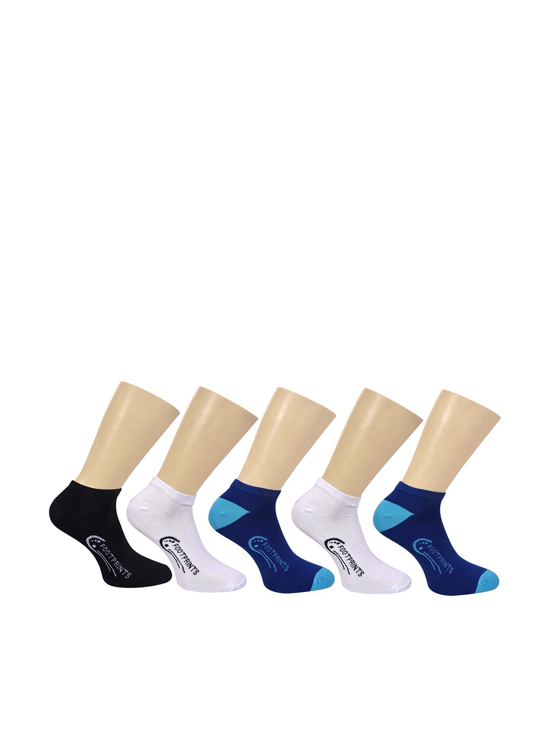 

FOOTPRINT 5 Pairs Unisex Organic Cotton Ankle Casual Bamboo Socks, Blue