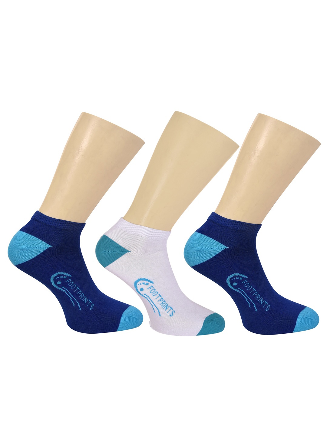 

FOOTPRINT 3 Pairs Unisex Organic Cotton Ankle Casual Bamboo Socks, Blue