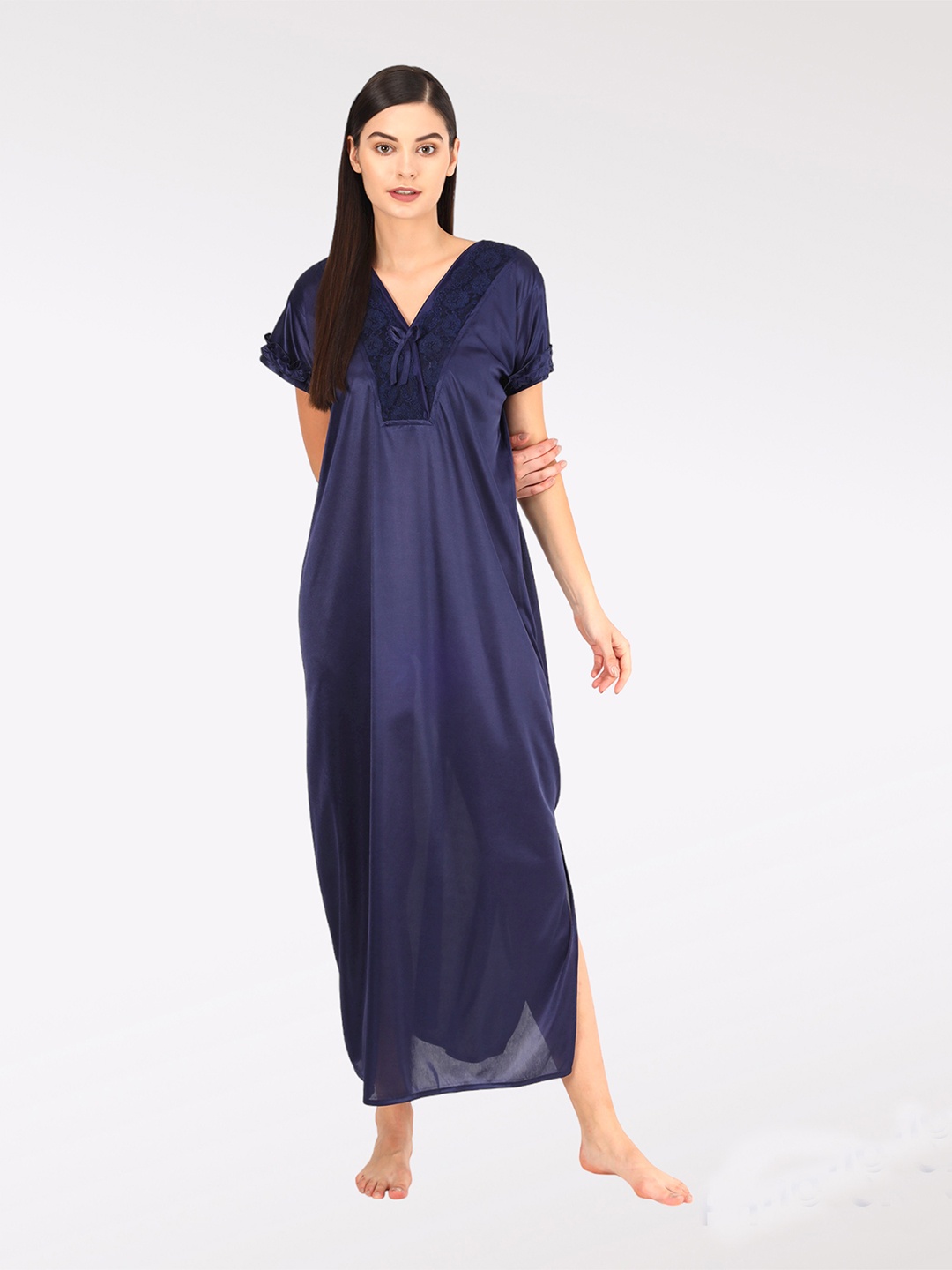 

SEPHANI Navy Blue Satin Maxi Nightdress