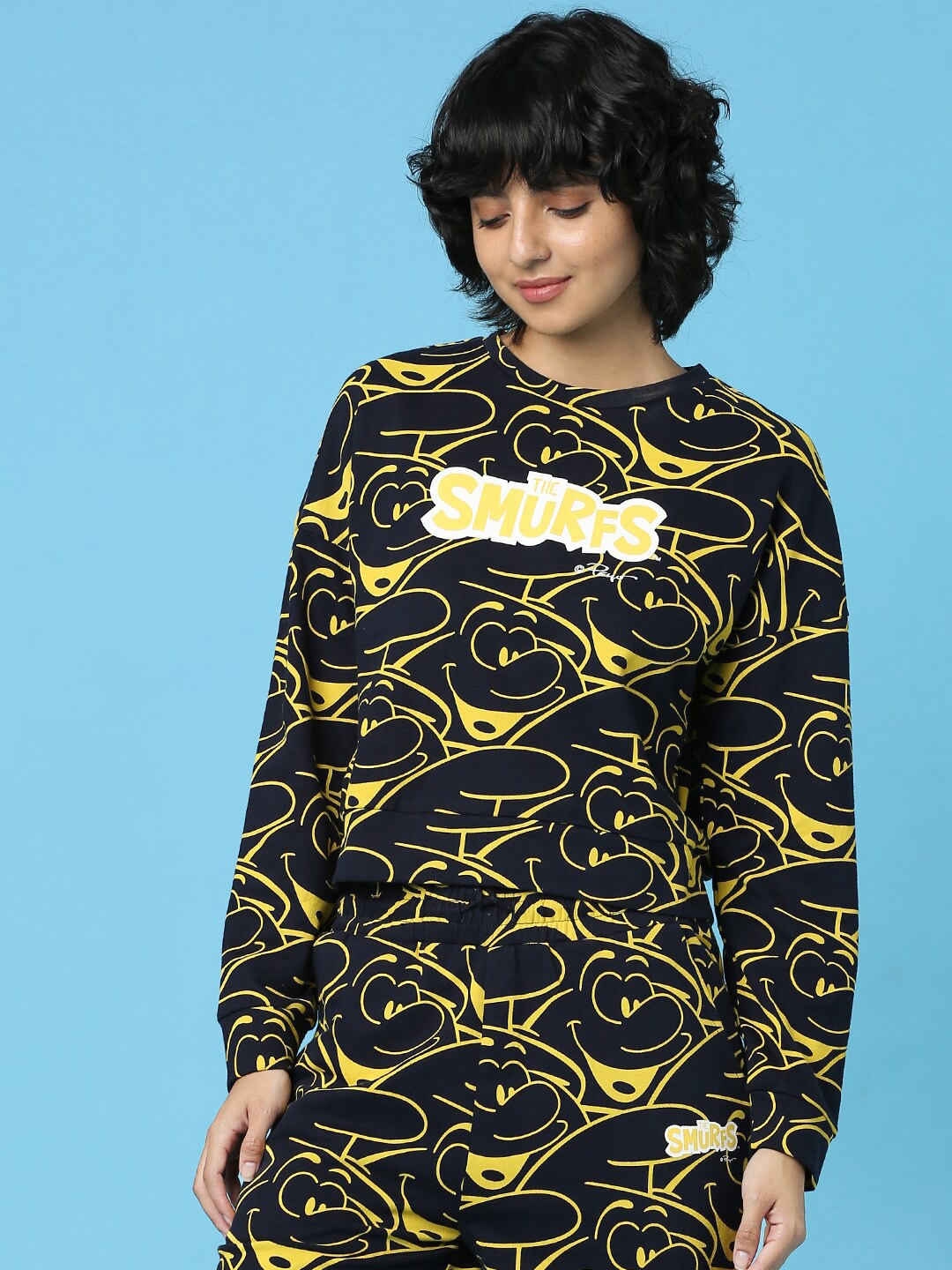 

ONLY Women Black Printed Cotton Sweatshirt