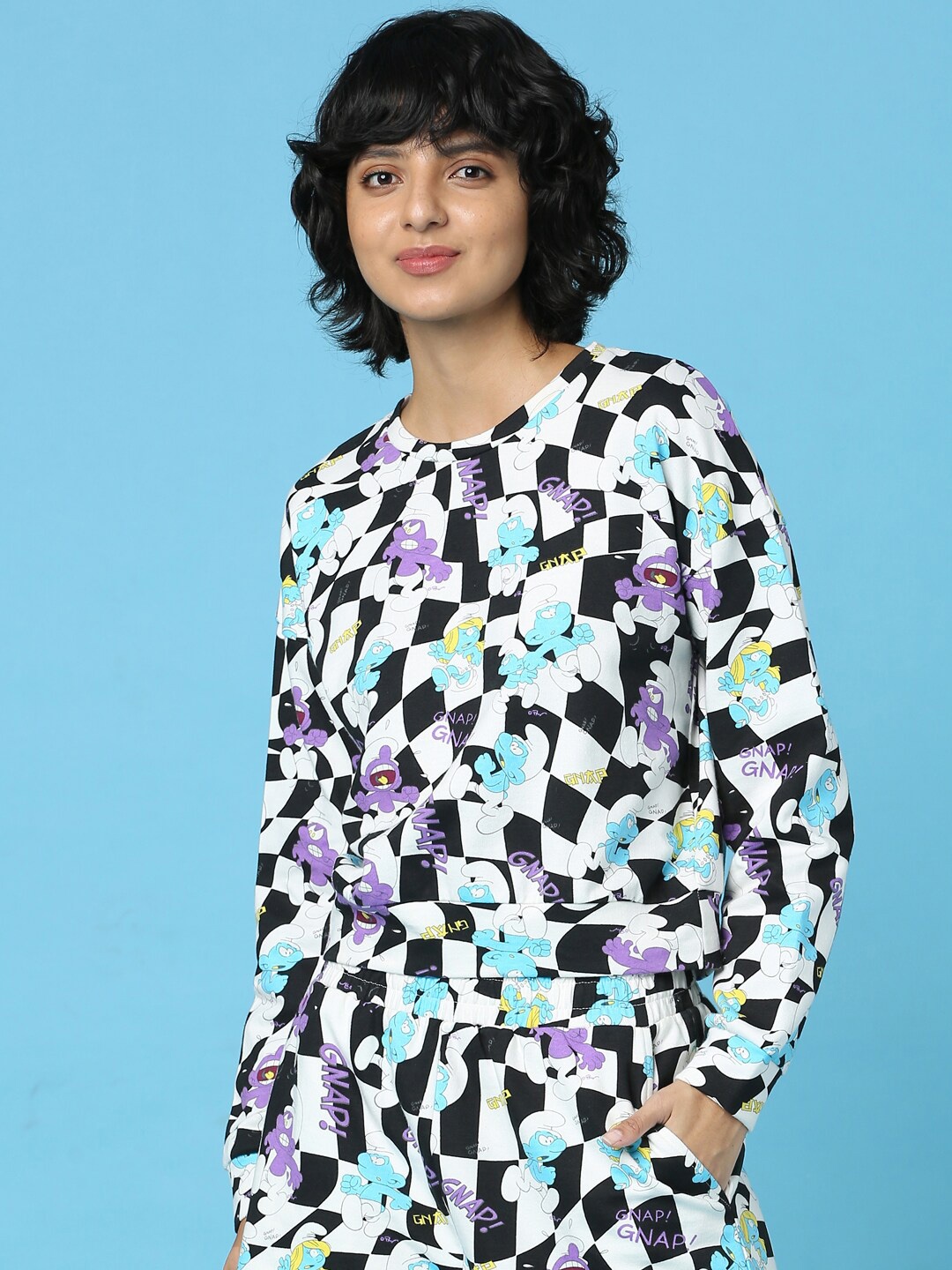 

ONLY Women White Printed Cotton Sweatshirt