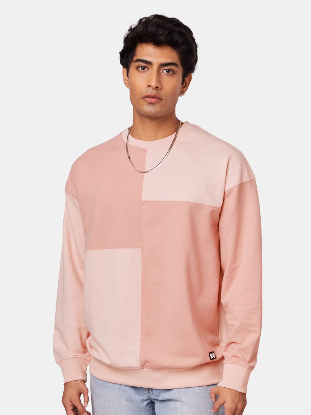 

The Souled Store Men Pink Colourblocked Oversized Sweatshirt