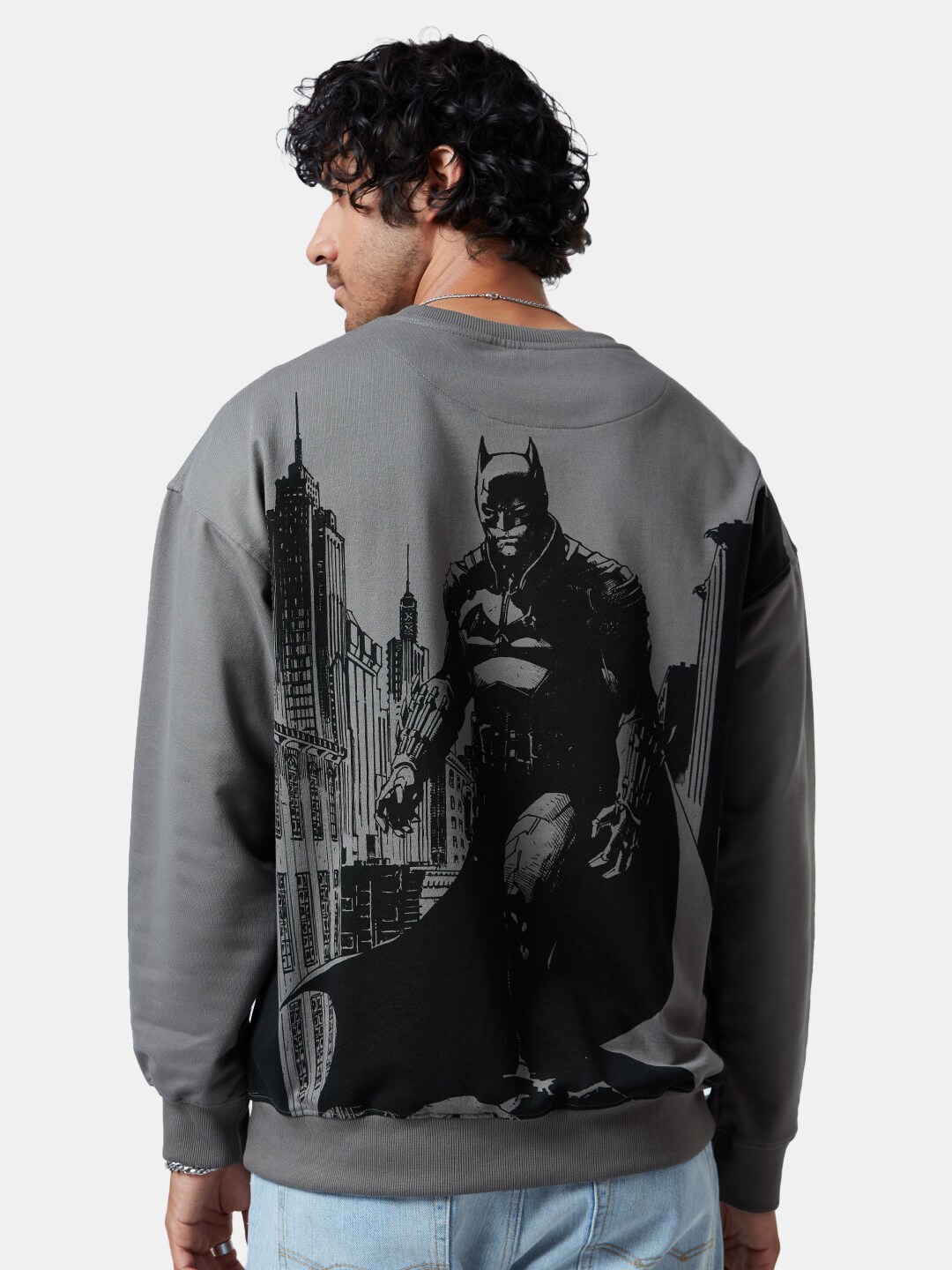 

The Souled Store Men Grey Graphic Printed Oversized Sweatshirt