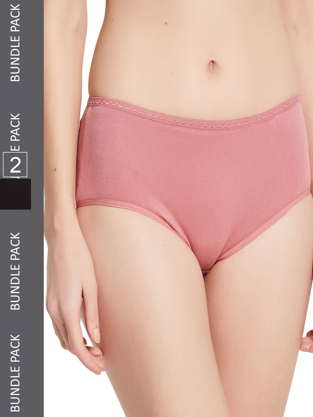 

UNMADE Women Peach and Black Pack Of 2 Hipster Briefs UM1240