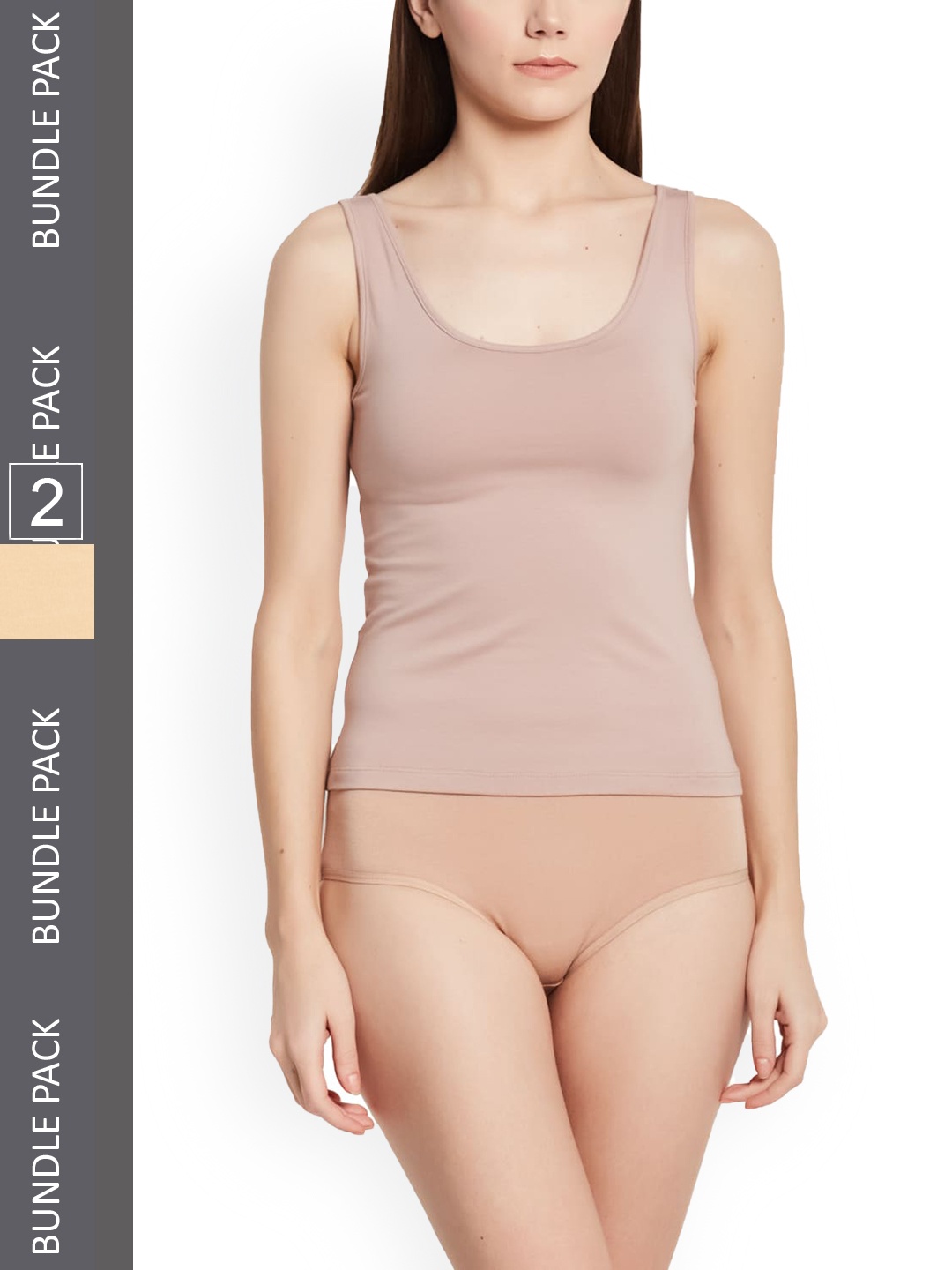 

UNMADE Women Beige and Cream Pack Of 2 Hipster Briefs UM1240