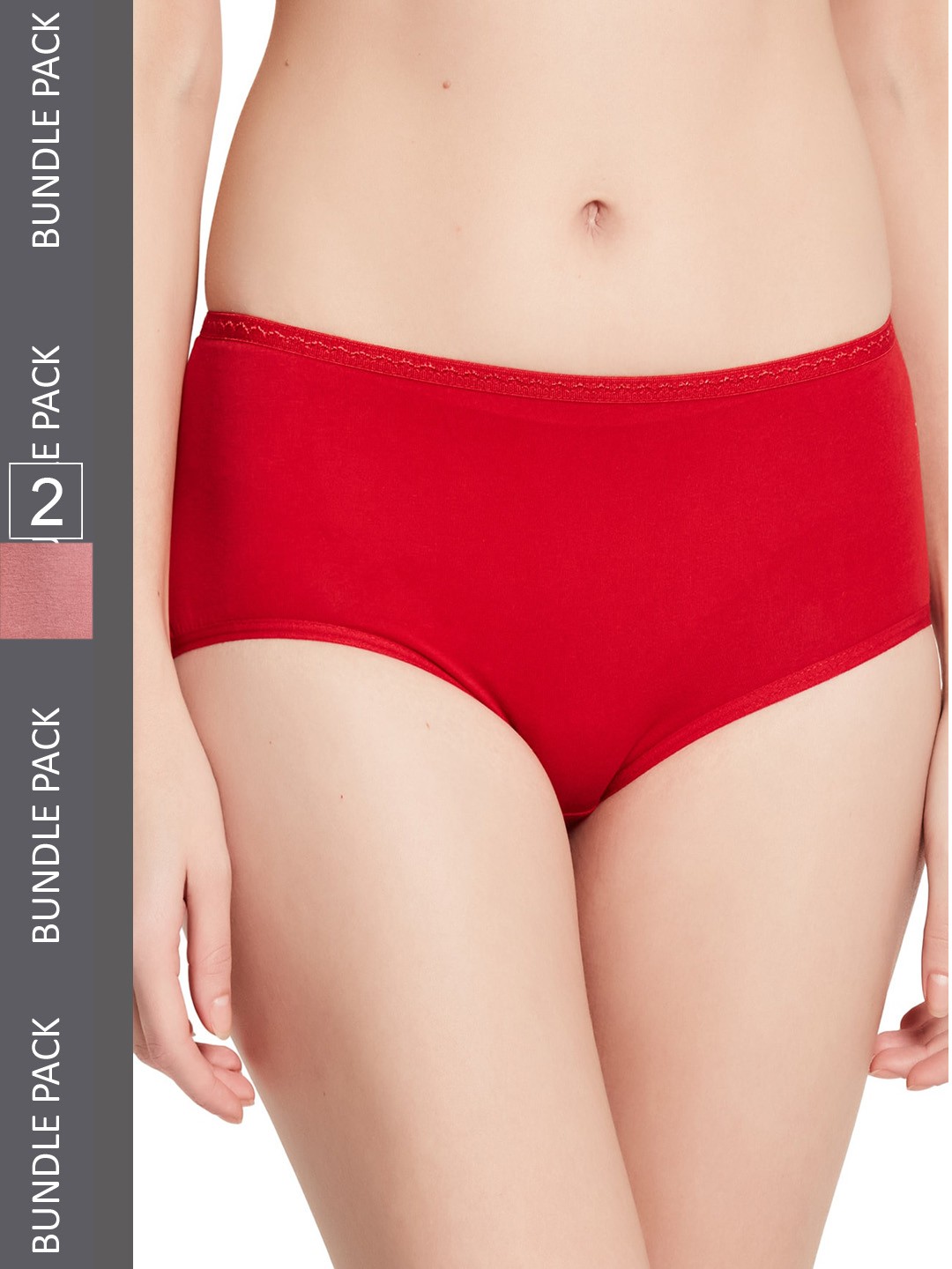 

UNMADE Women Pack of 2 Assorted Hipster Briefs, Red