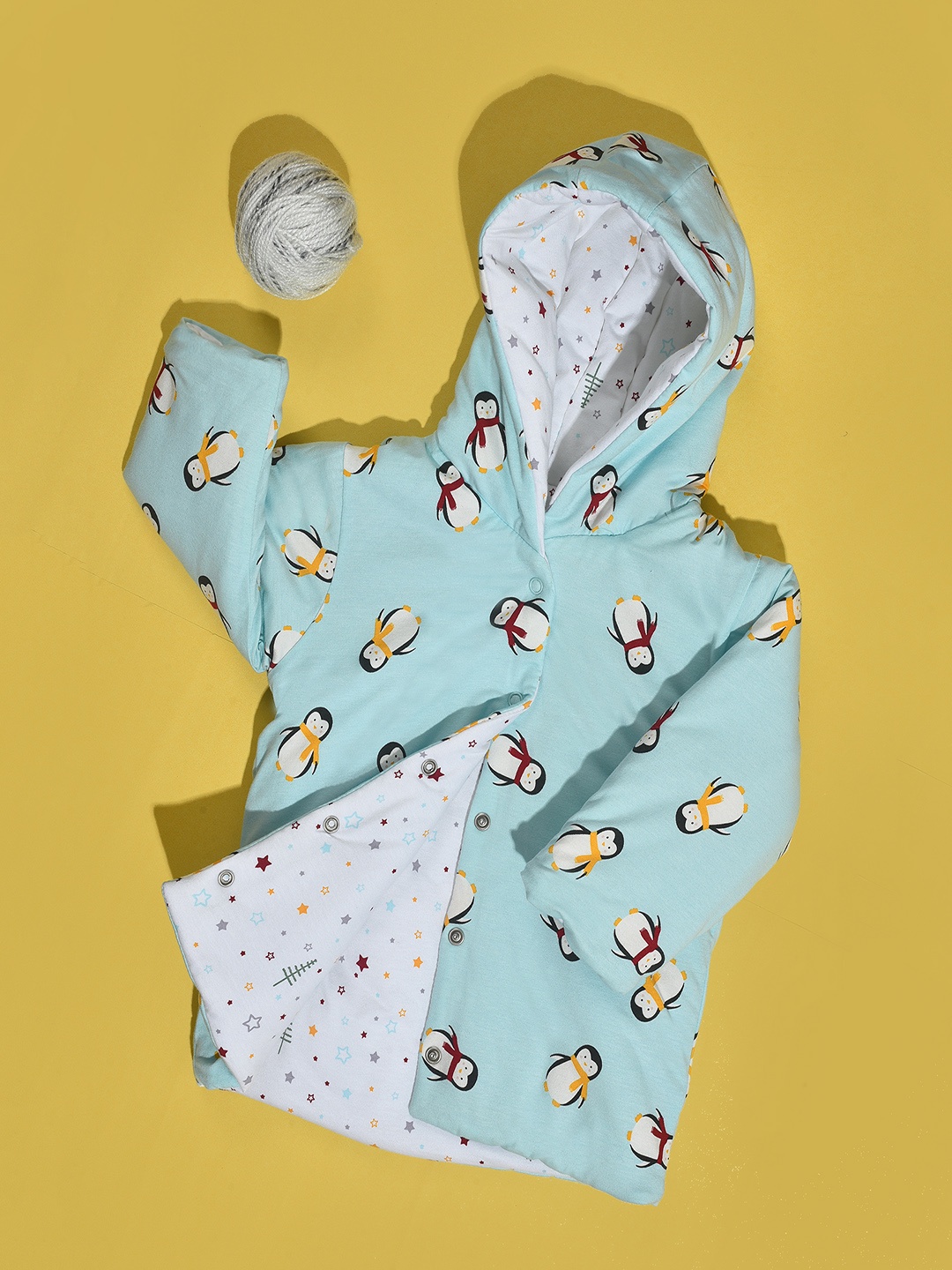 

MiArcus Kids Sea Green Printed Reversible Puffer Jacket
