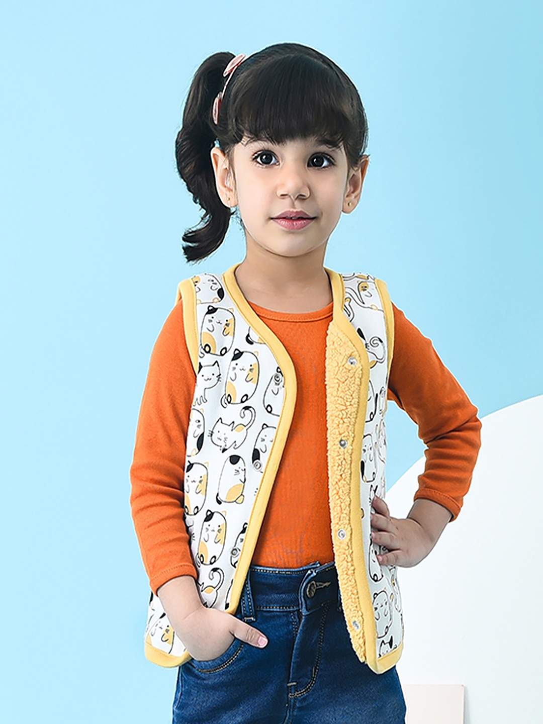 

MiArcus Kids White Printed Reversible Bomber Jacket