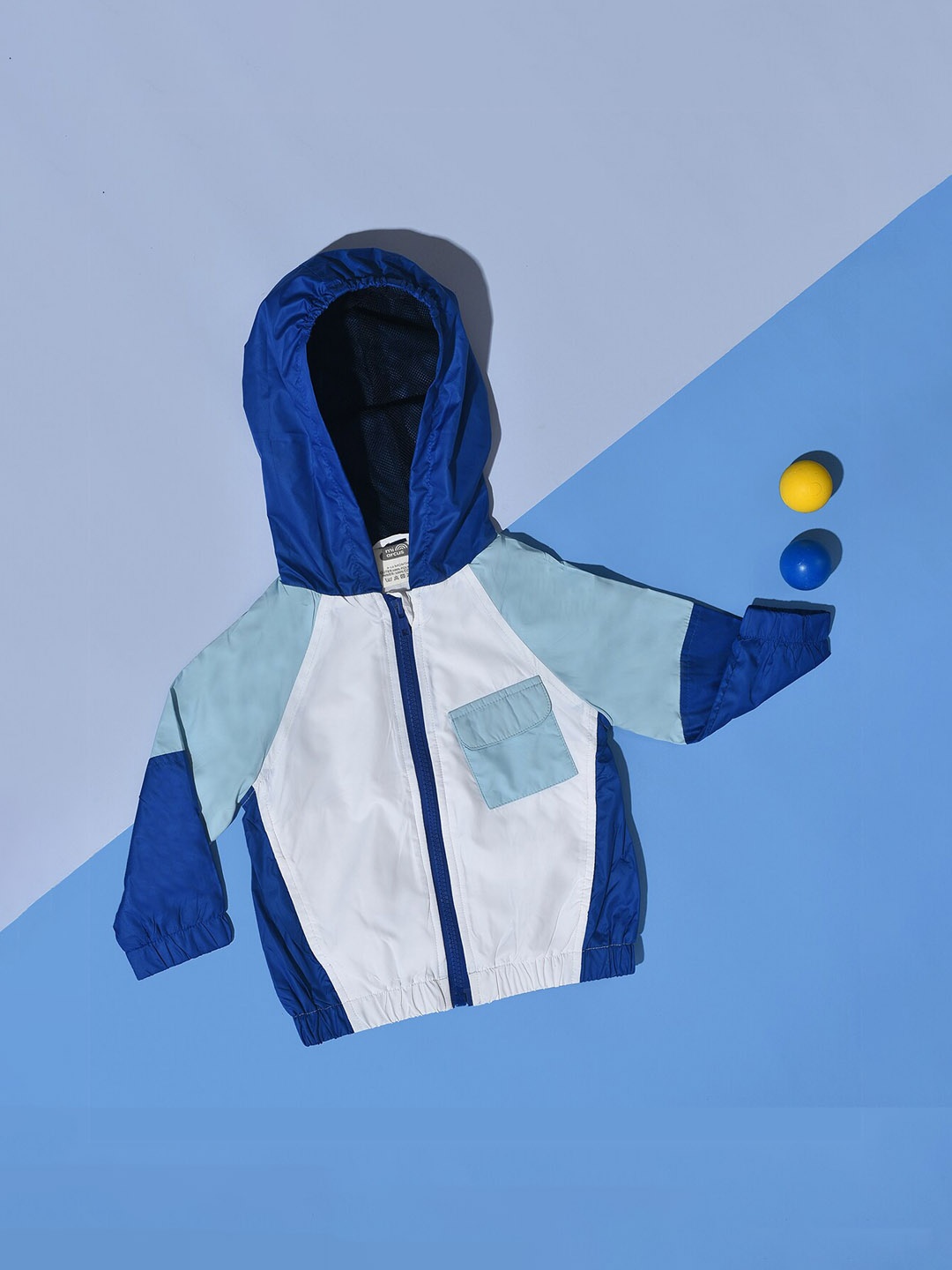 

MiArcus Boys White Colourblocked Windcheater and Water Resistant Open Front Jacket