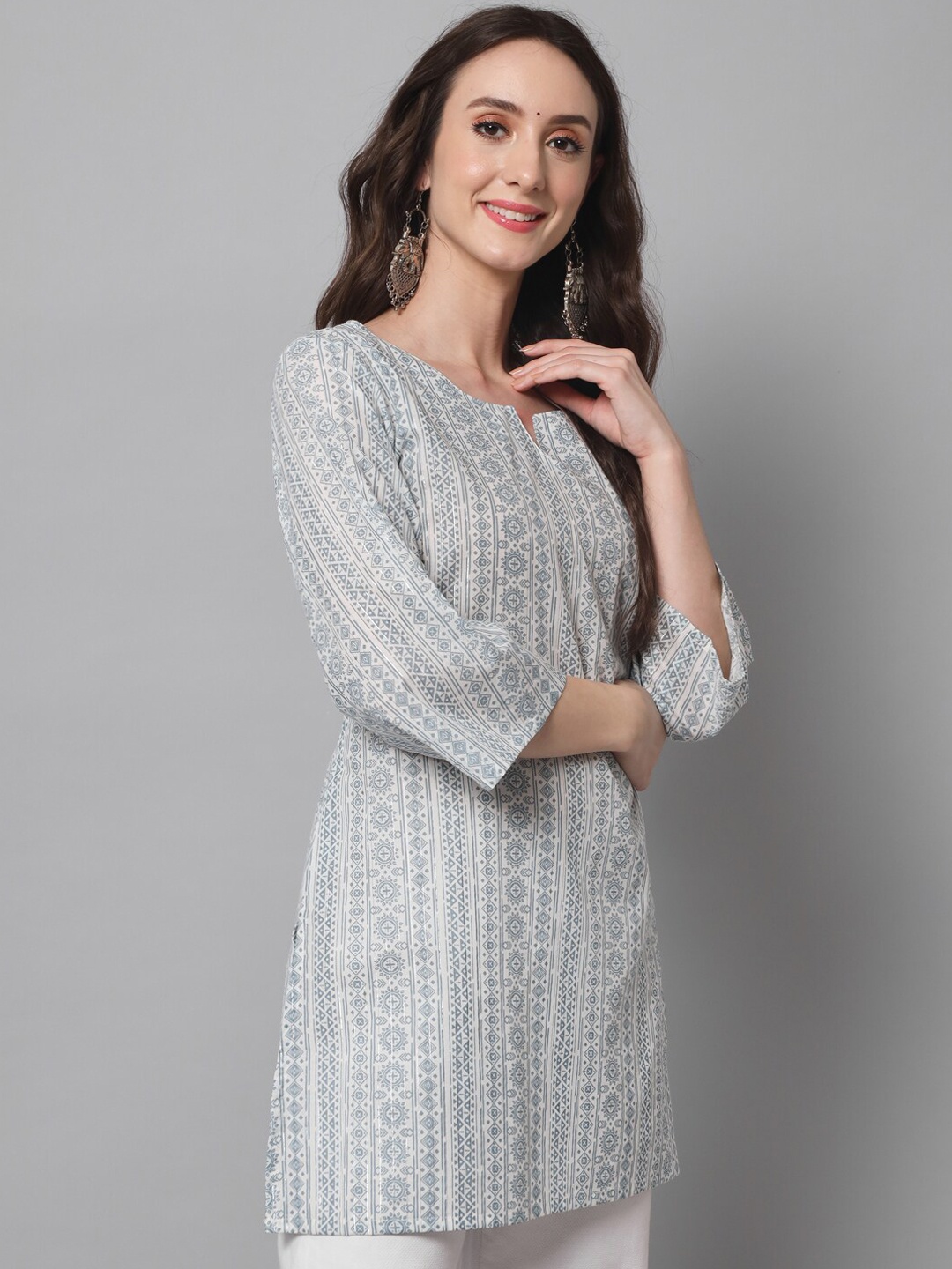 

Silai Bunai Grey Tribal Printed Pure Cotton Kurti