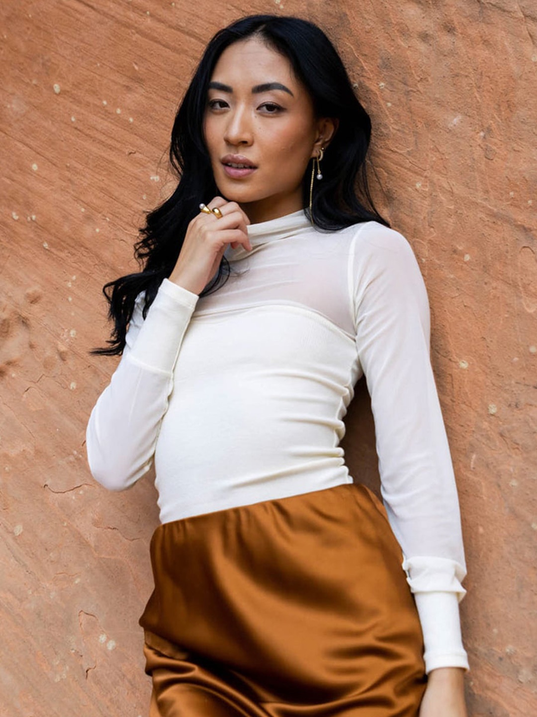 

StyleCast White Sheer Regular Top