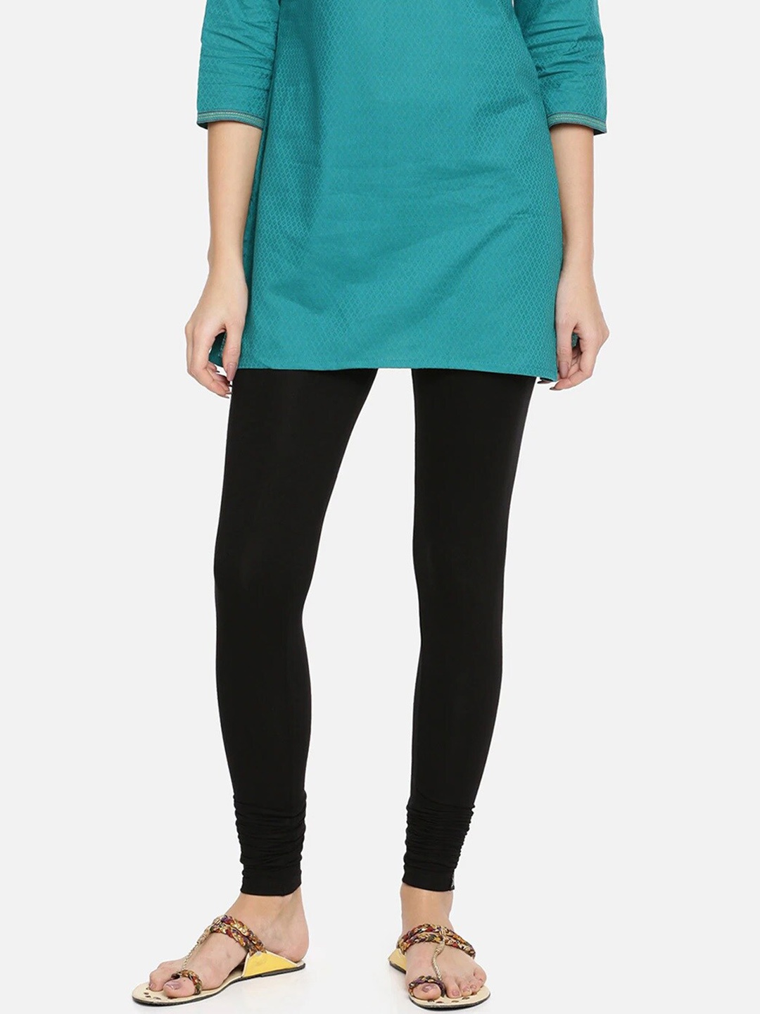 

TWIN BIRDS Women Black Churidar-Length Leggings