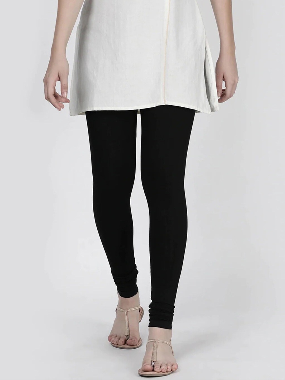 

TWIN BIRDS Black Churidar-Length Leggings