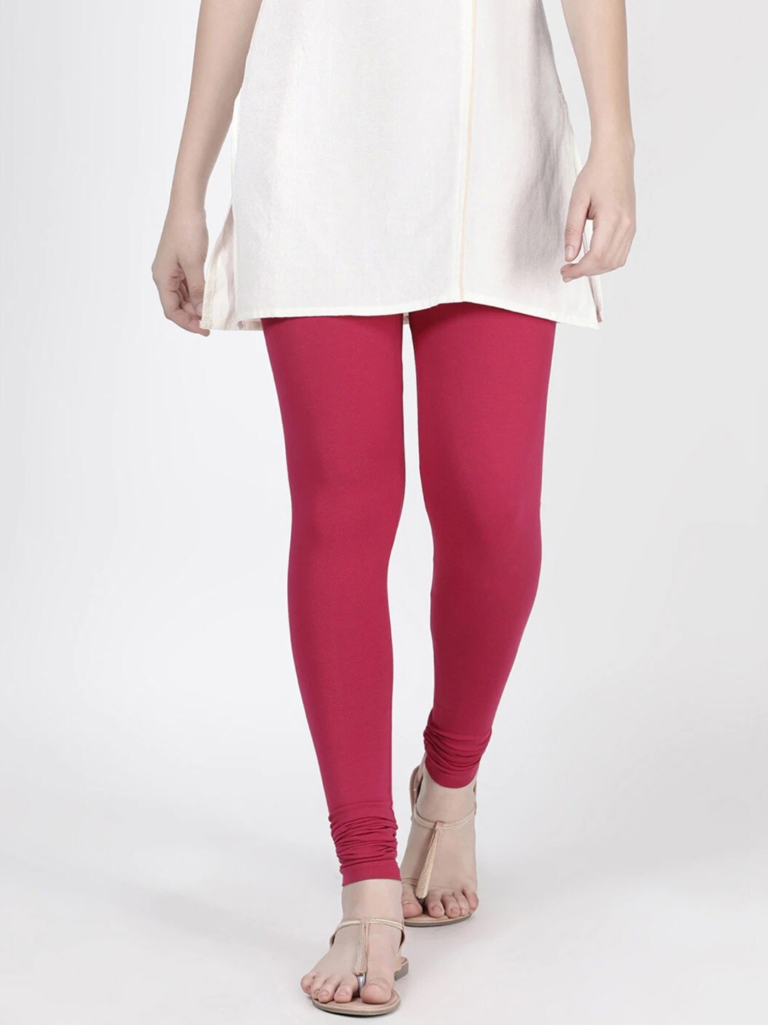 

TWIN BIRDS Women Pink Churidar-Length Leggings