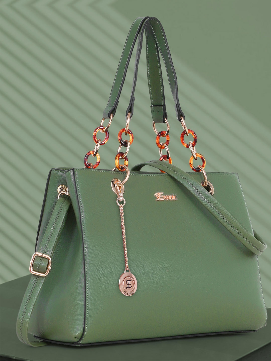 

Exotic Green PU Structured Shoulder Bag
