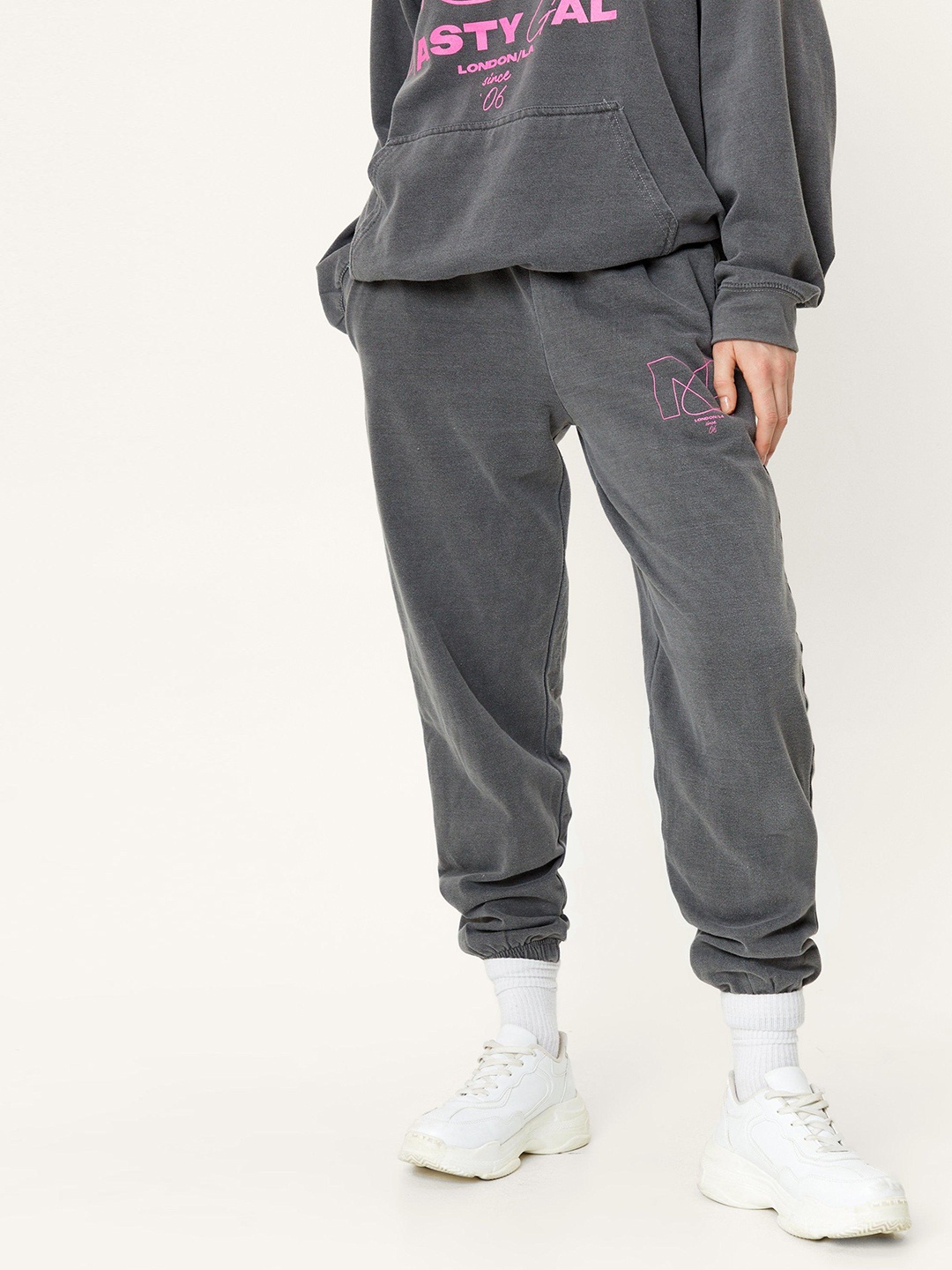 

NASTY GAL Women Charcoal Grey Lounge Joggers