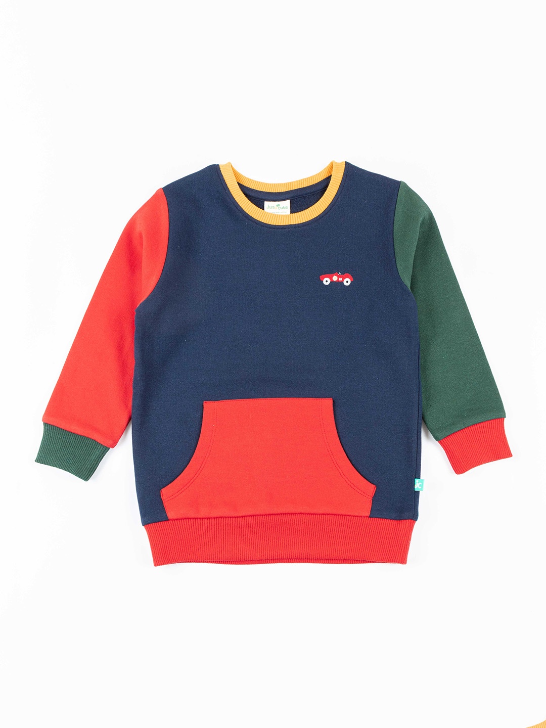 

JusCubs Boys Navy Blue & Red Colourblocked Cotton Sweatshirt