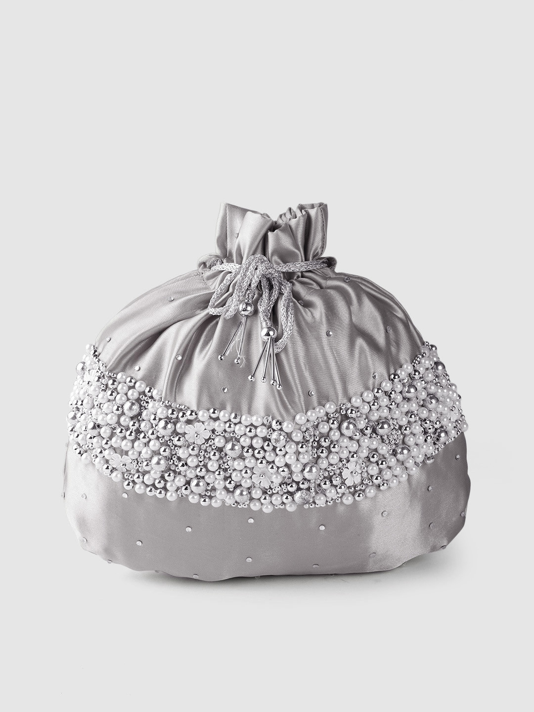 

MODARTA Grey Embroidered Embroidered Potli Clutch