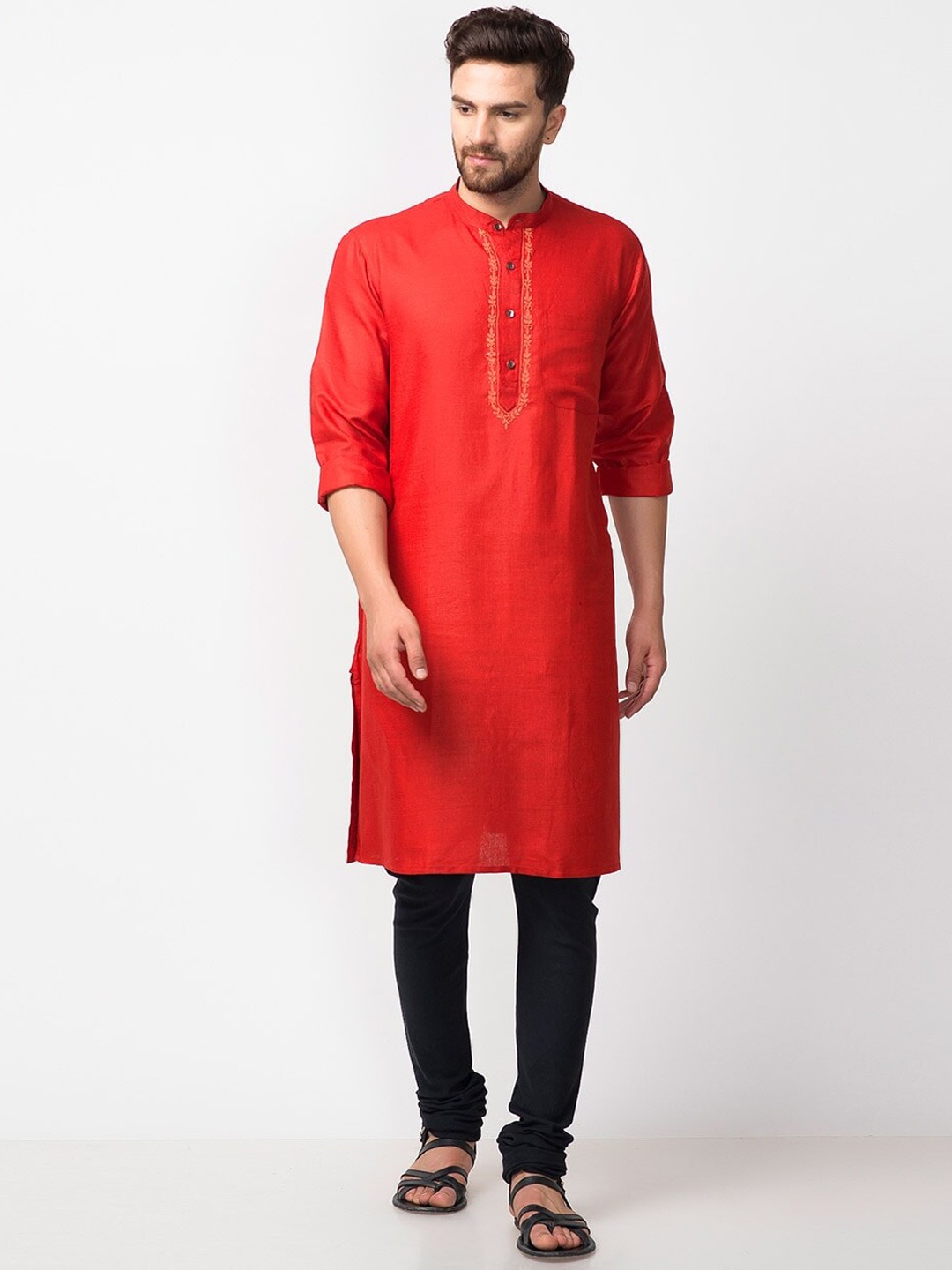 

Fabindia Red Mandarin colla Kurta