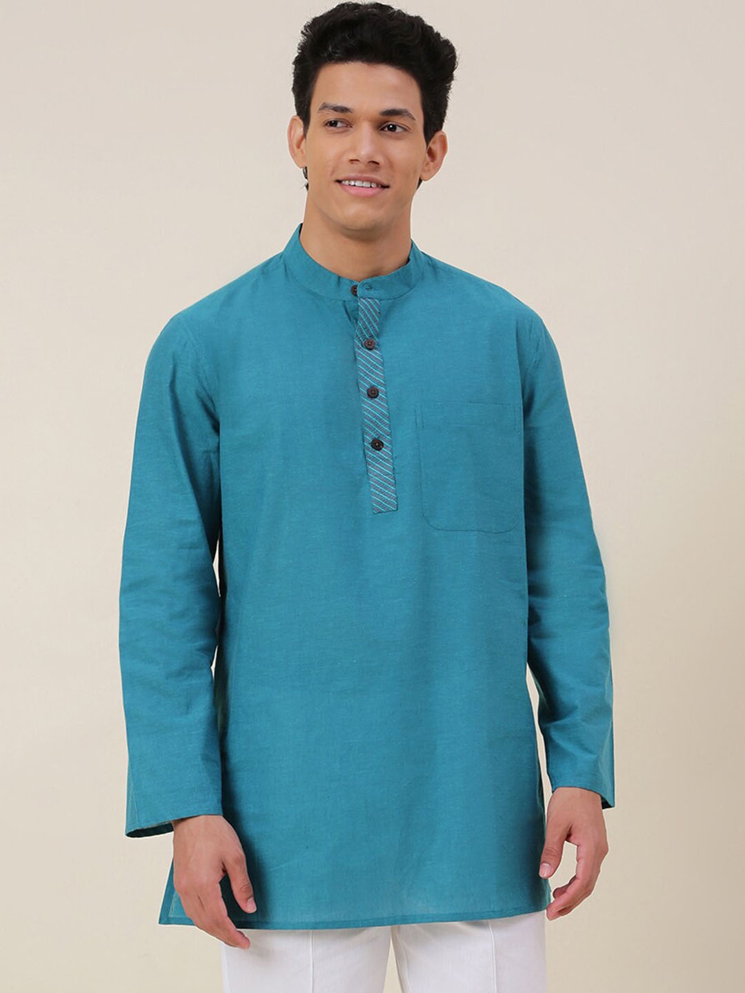 

Fabindia Men Turquoise Blue Kurta