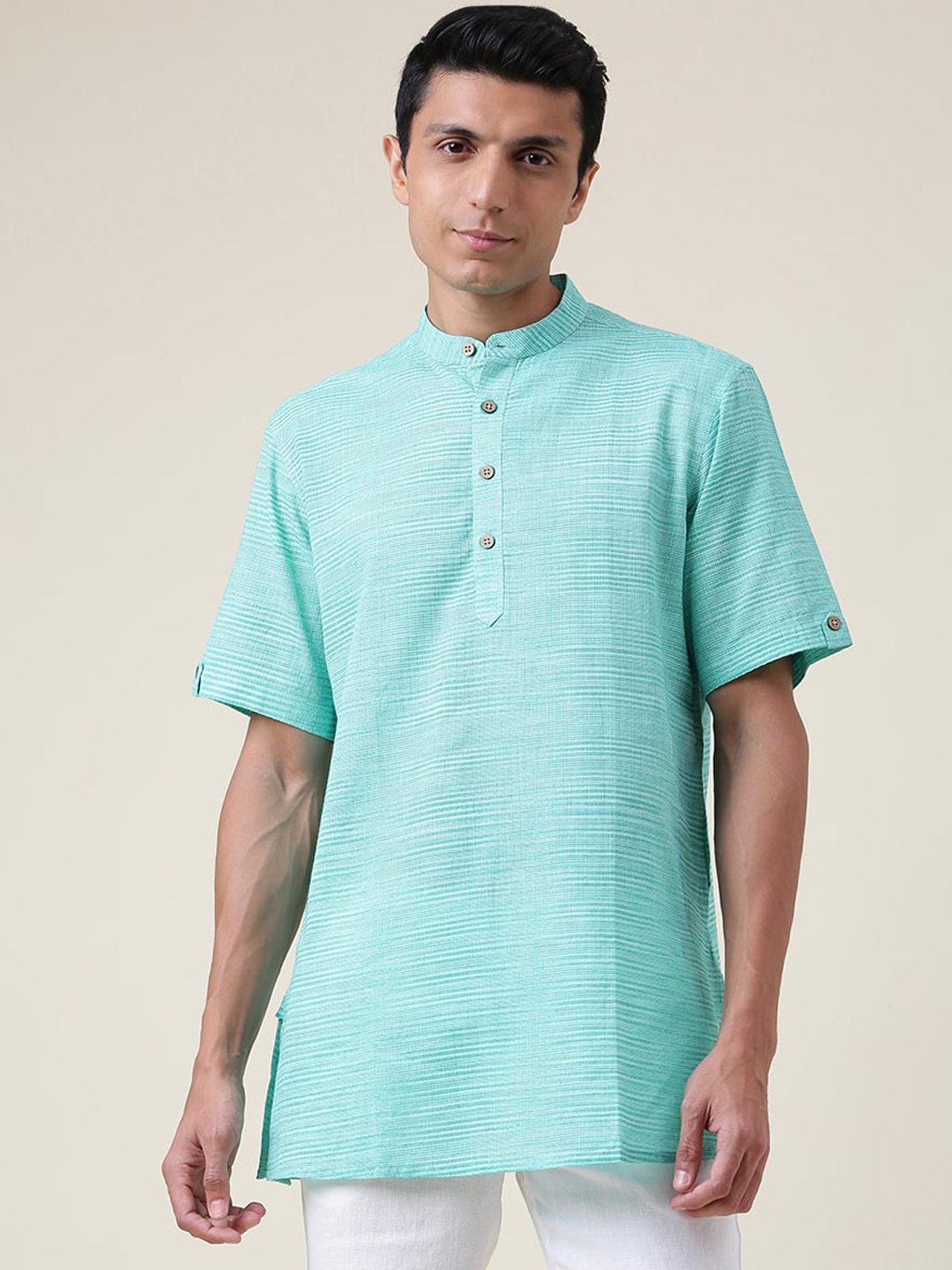 

Fabindia Men Green Cotton Kurta