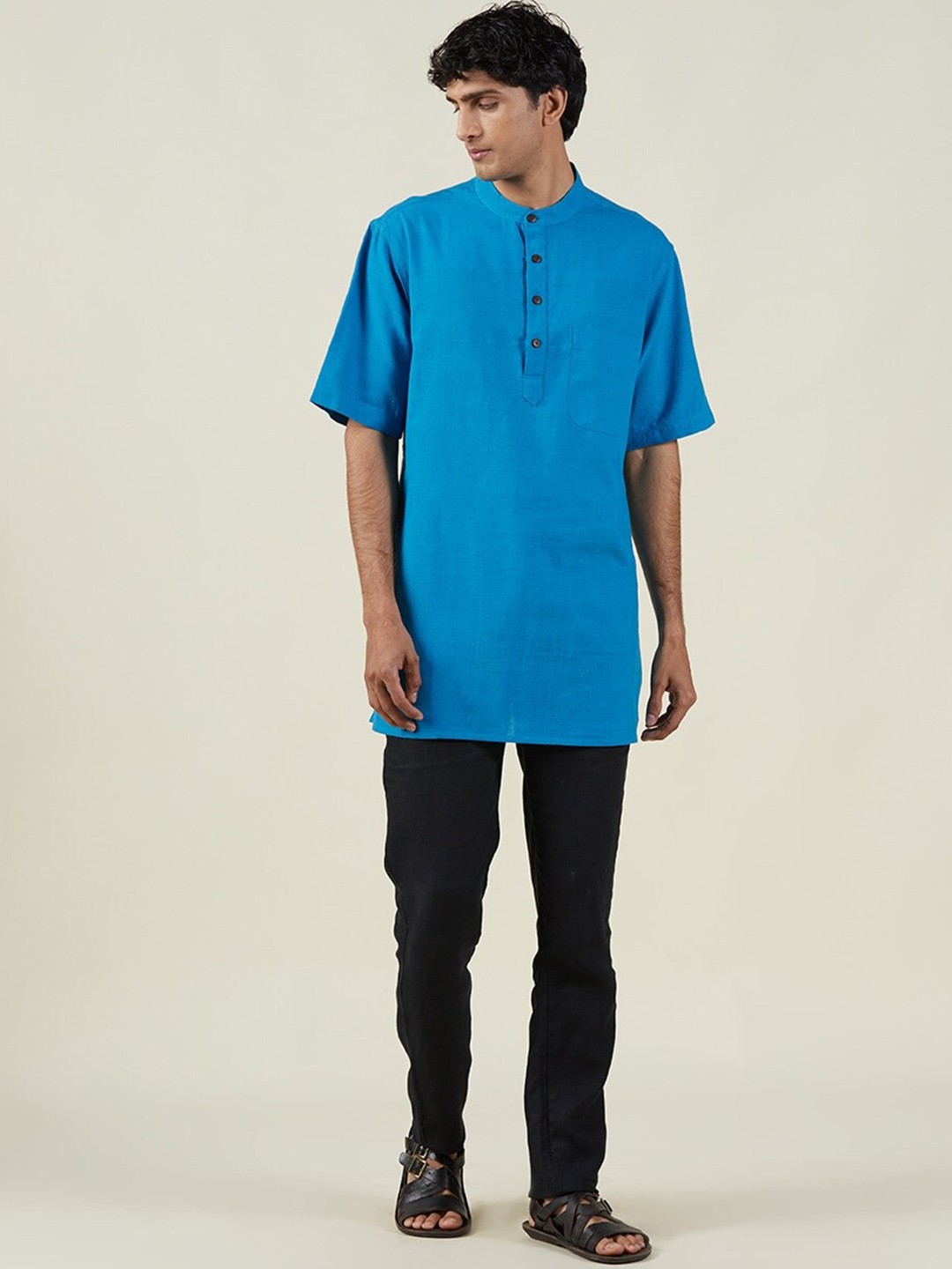 

Fabindia Men Blue Cotton Kurta