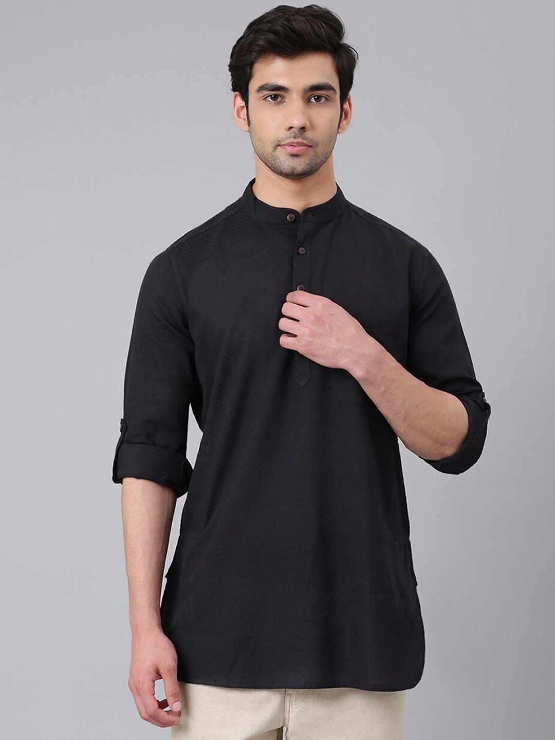 

Fabindia Men Black Cotton Kurta
