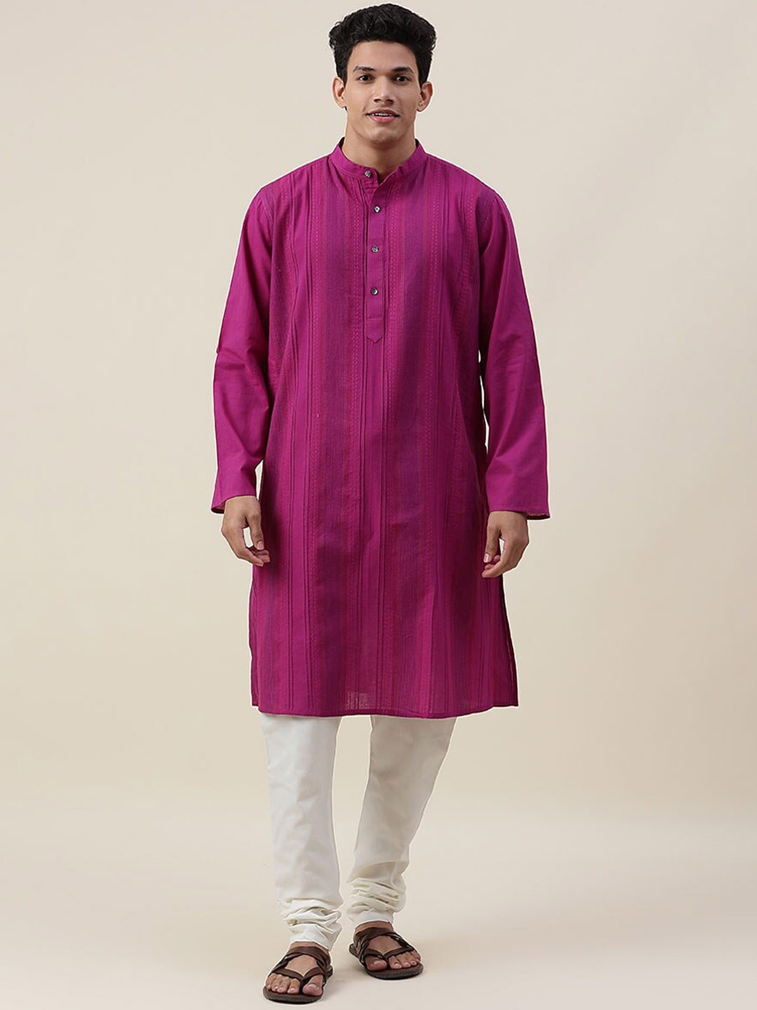

Fabindia Men Purple Printed Cotton Kurta