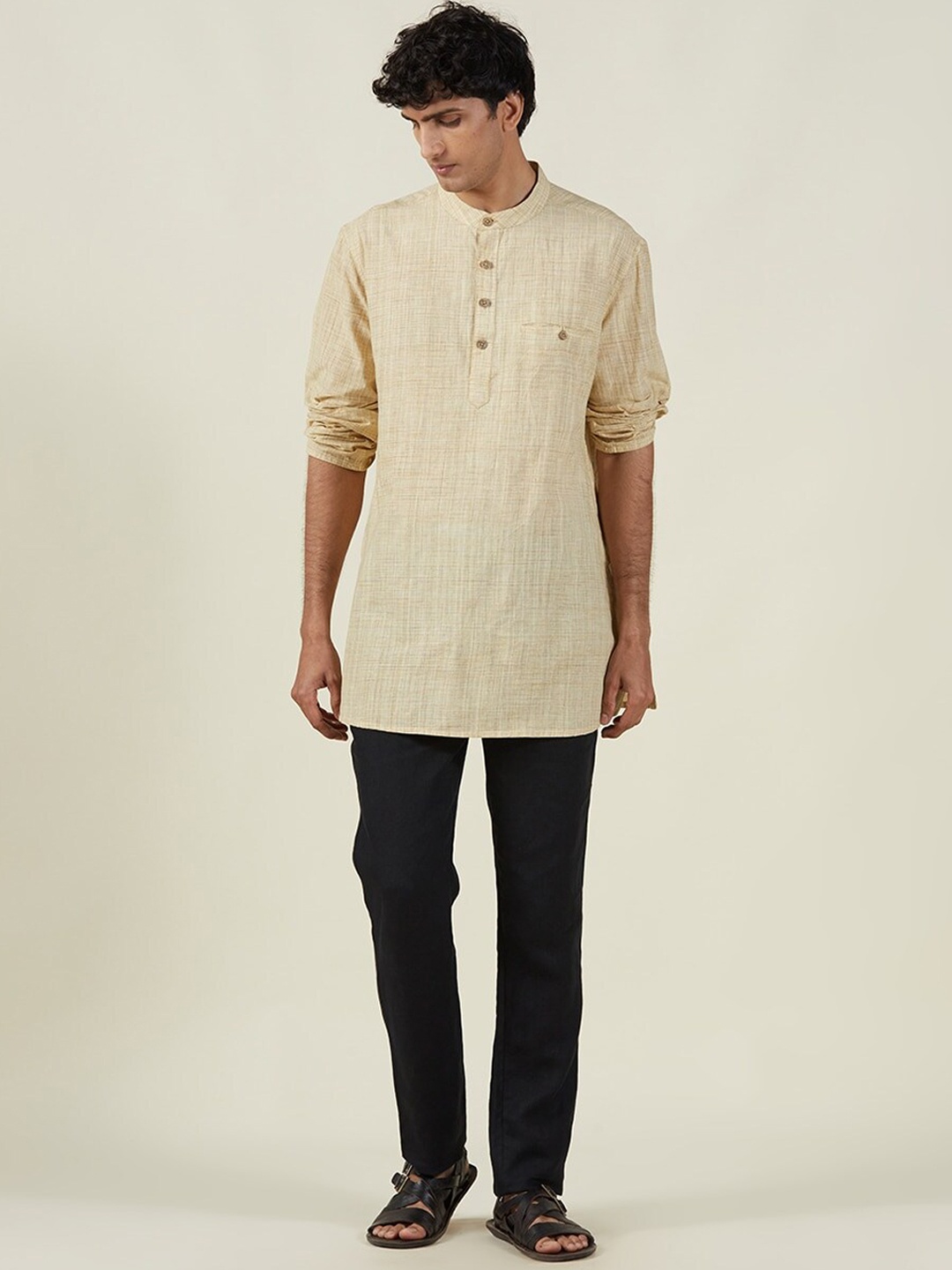 

Fabindia Men Yellow Cotton Kurta