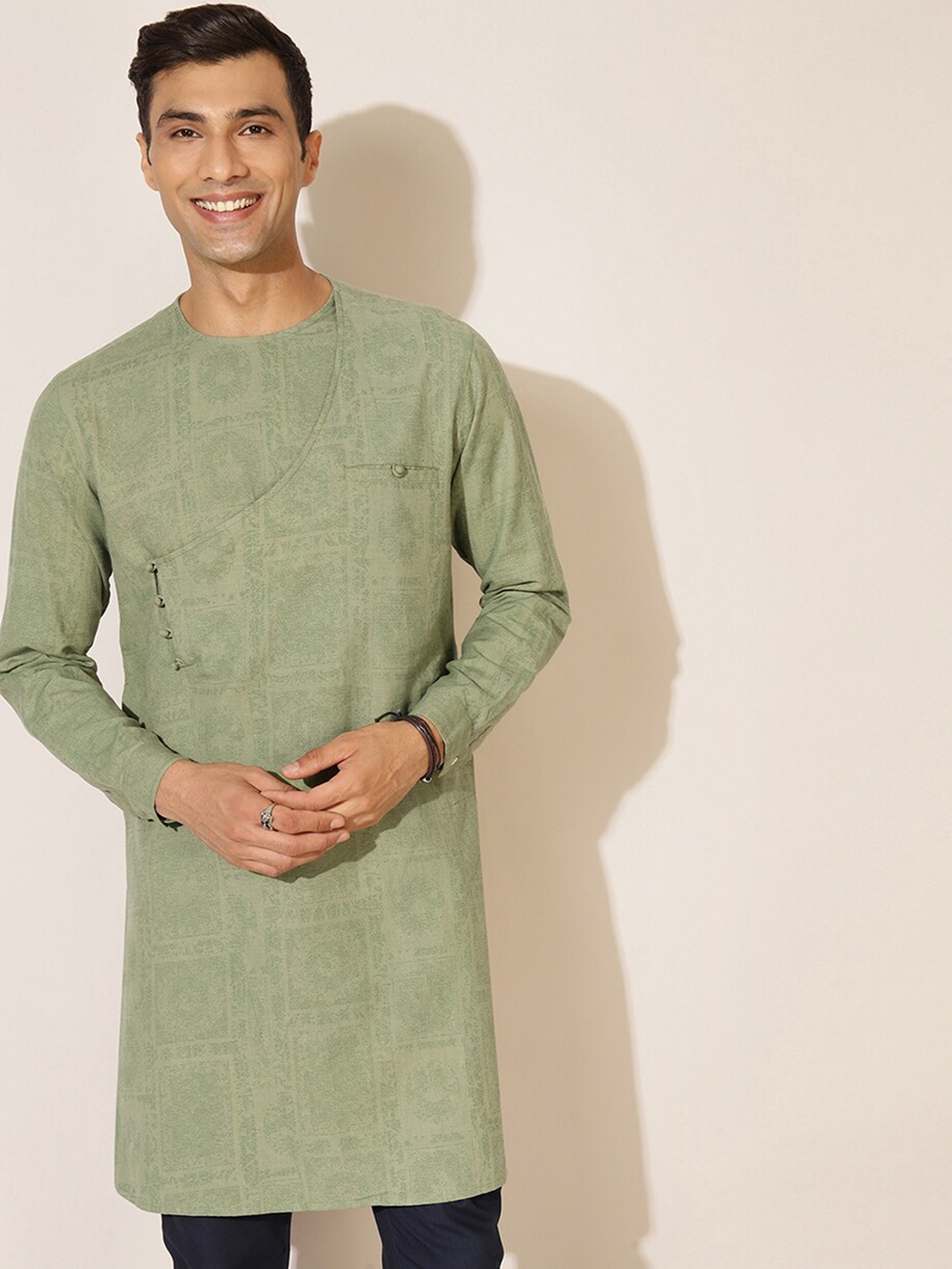 

Fabindia FabBasic Men Green Cotton Kurta