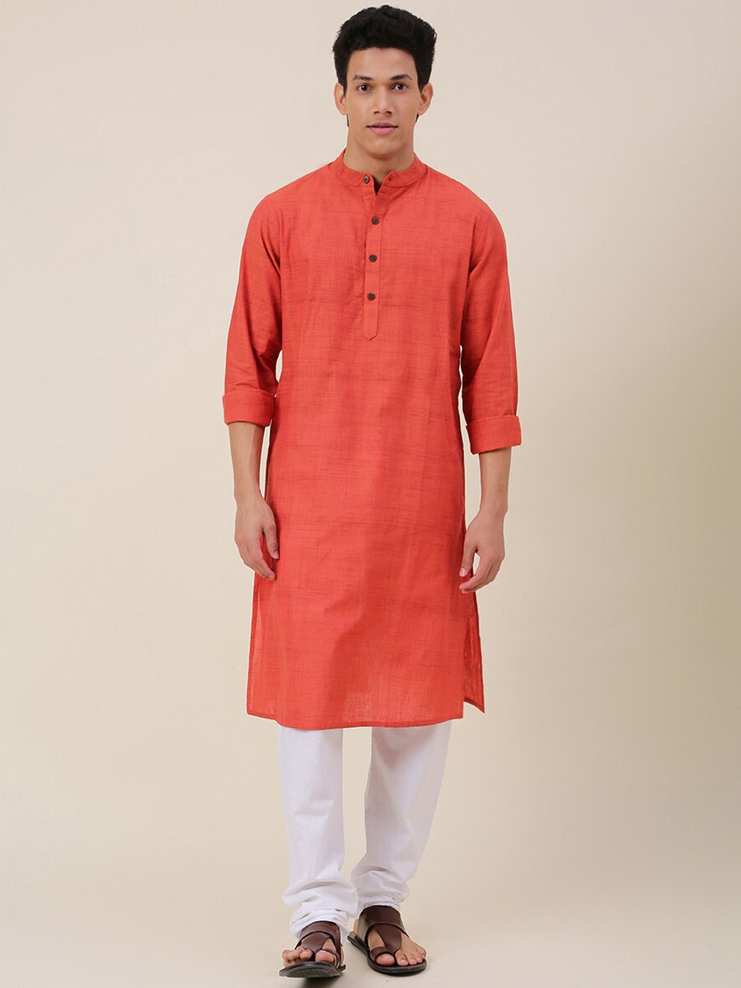 

Fabindia Men Red Cotton Kurta