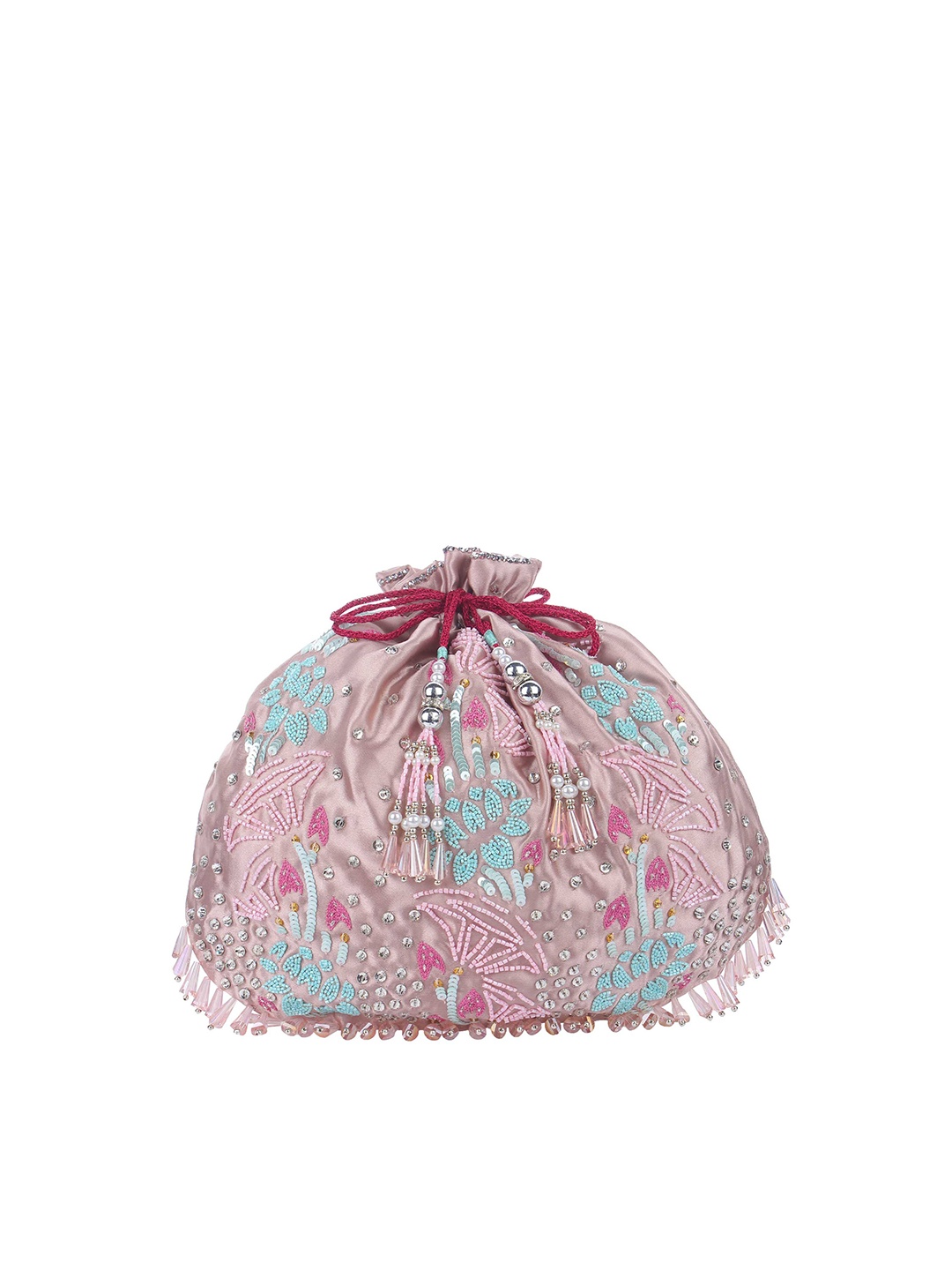 

MODARTA Pink & Blue Embroidered Potli Clutch