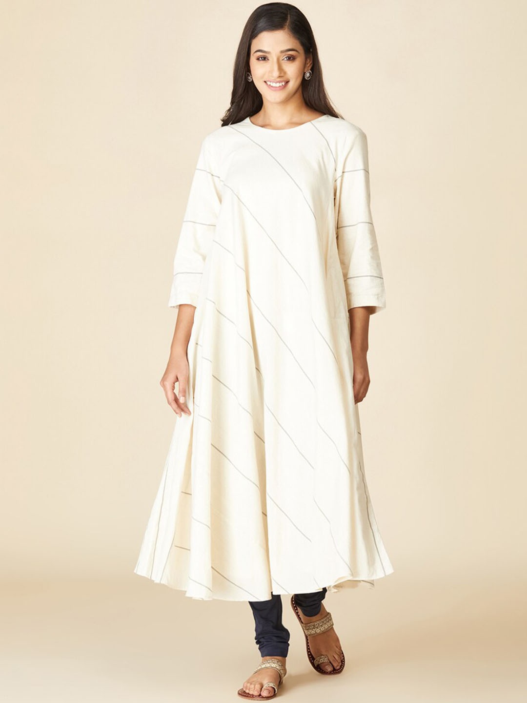 

Fabindia Leheriya Anarkali Kurta, Off white