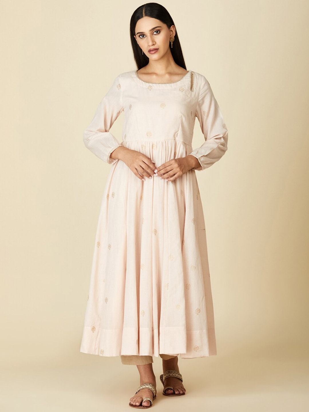 

Fabindia Embroidered Keyhole Neck Anarkali Kurta, Peach