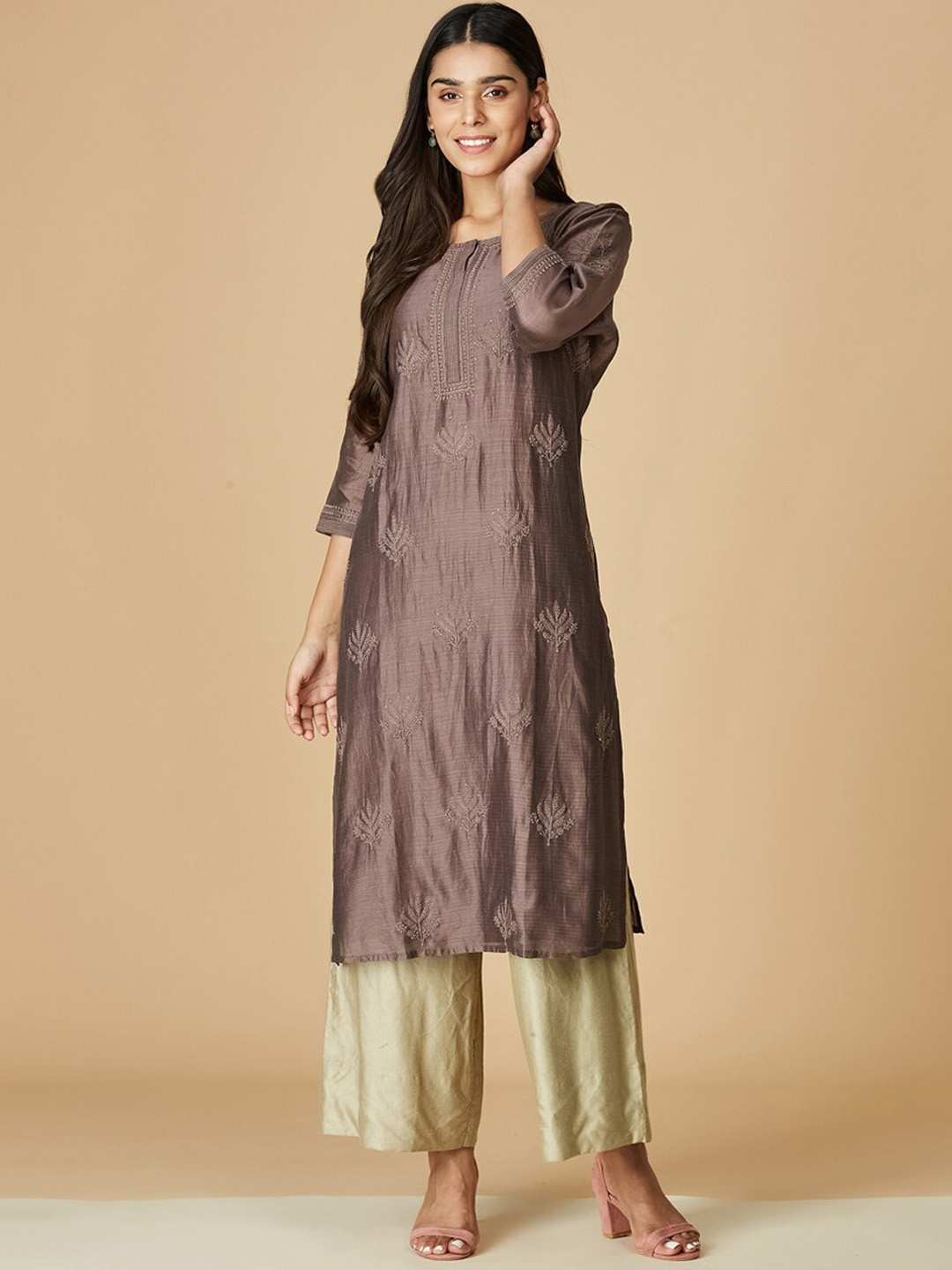 

Fabindia Women Brown Ethnic Motifs Kurta