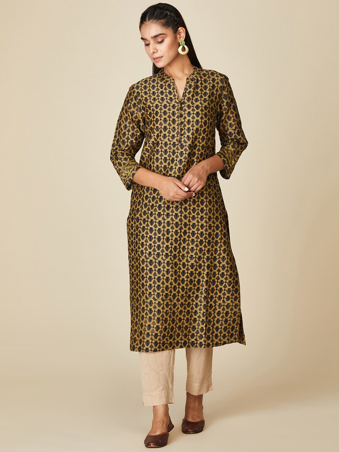 

Fabindia Women Green Printed Kurta